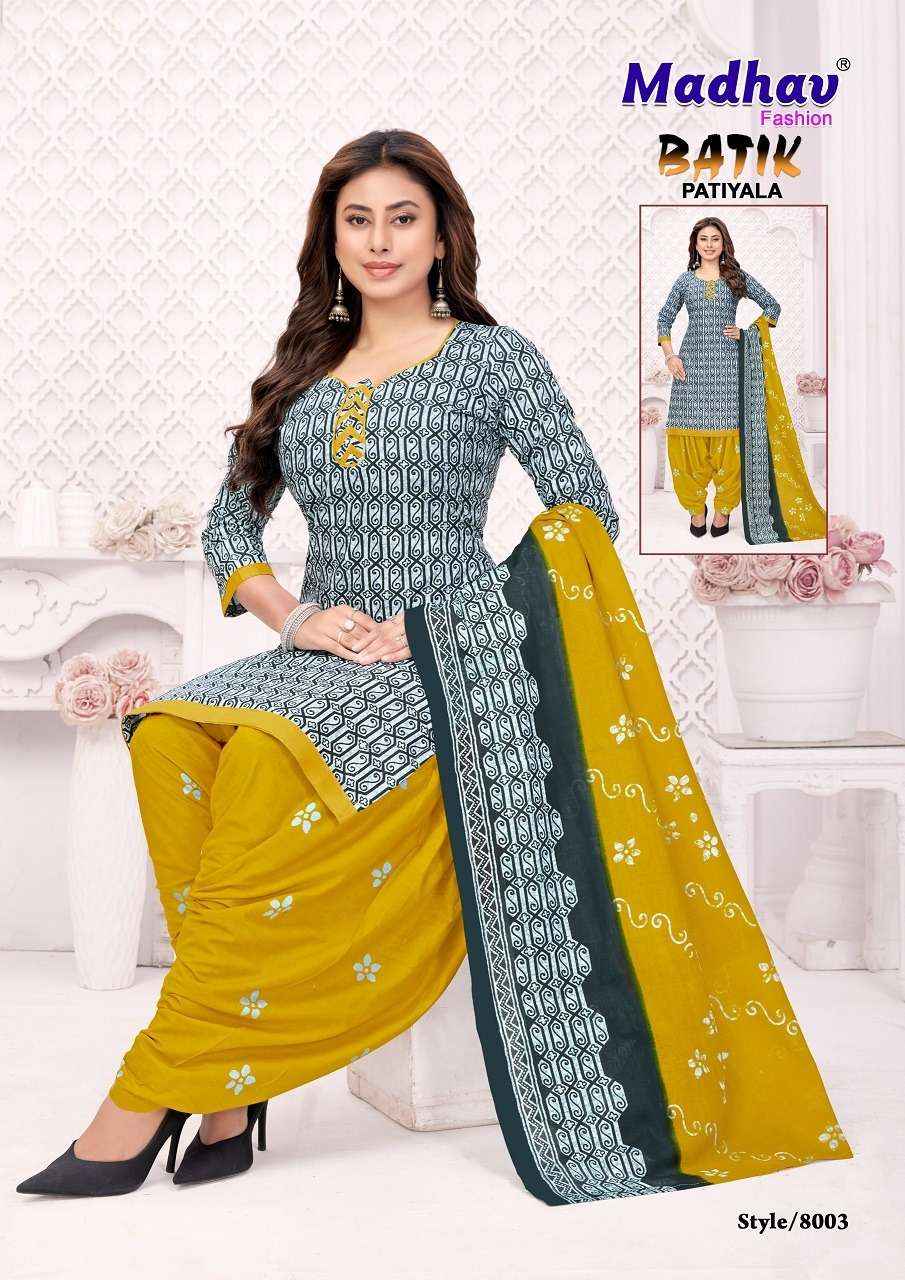 Madhav Batik Patiyala Vol 8 Pure Cotton Unstitch Wholesale Collection ( 10 Pcs Catalog )