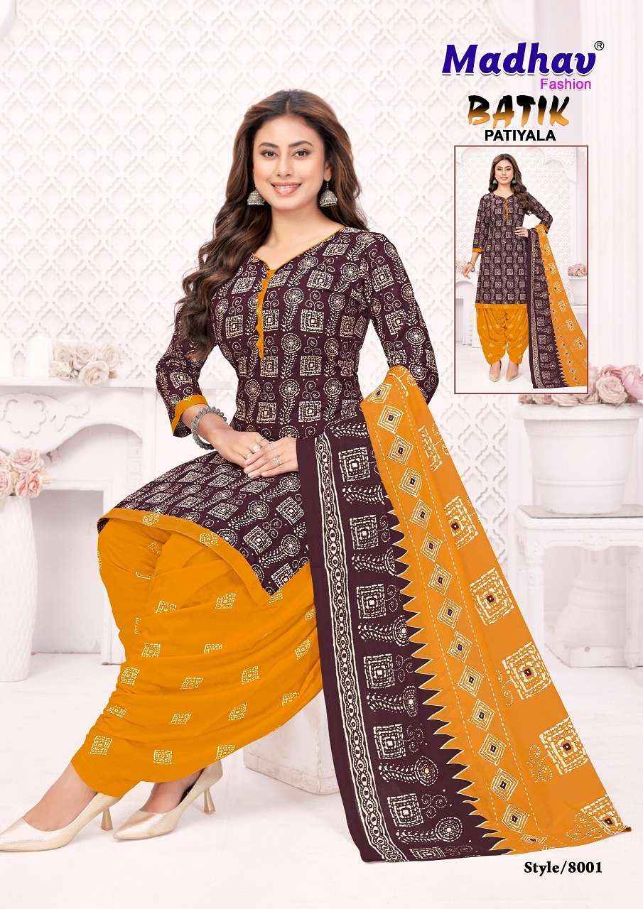 Madhav Batik Patiyala Vol 8 Pure Cotton Unstitch Wholesale Collection ( 10 Pcs Catalog )