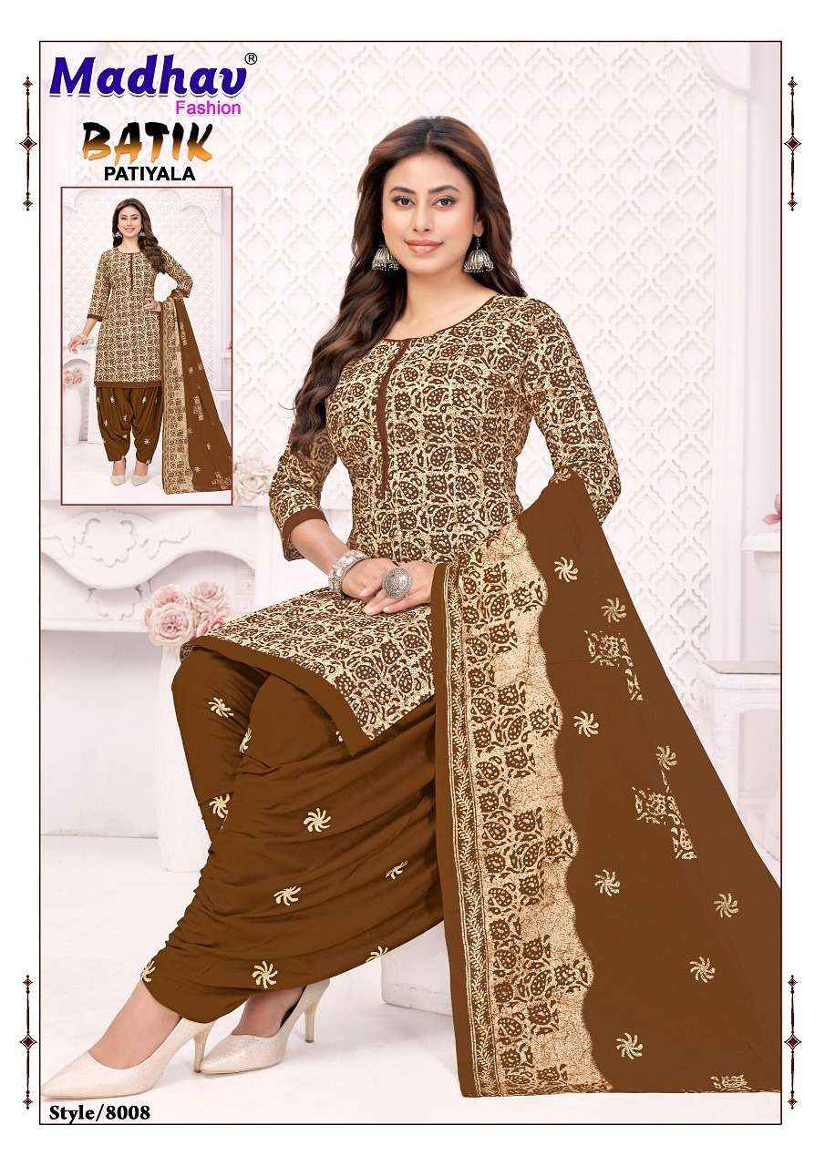 Madhav Batik Patiyala Vol 8 Pure Cotton Unstitch Wholesale Collection ( 10 Pcs Catalog )