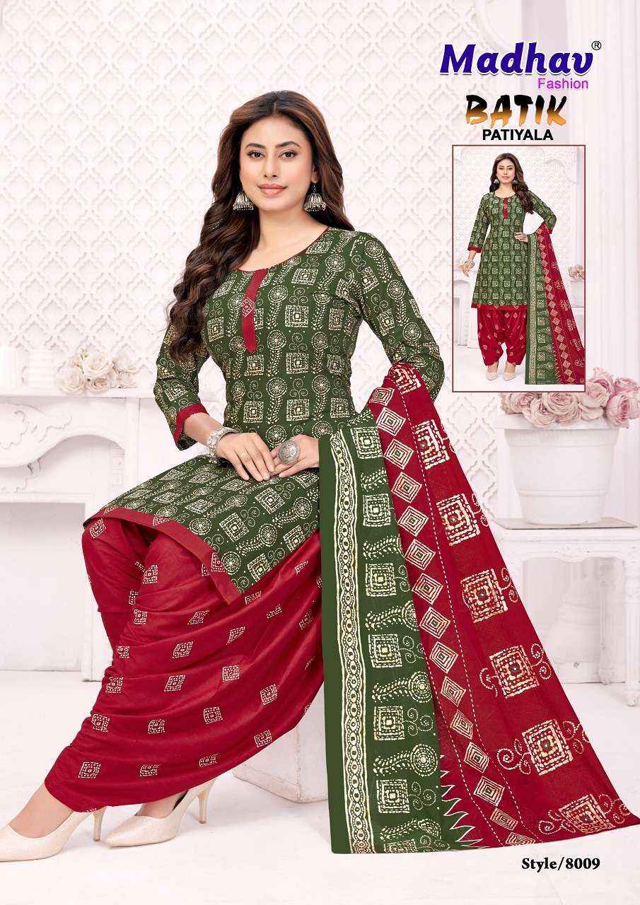 Madhav Batik Patiyala Vol 8 Pure Cotton Unstitch Wholesale Collection ( 10 Pcs Catalog )