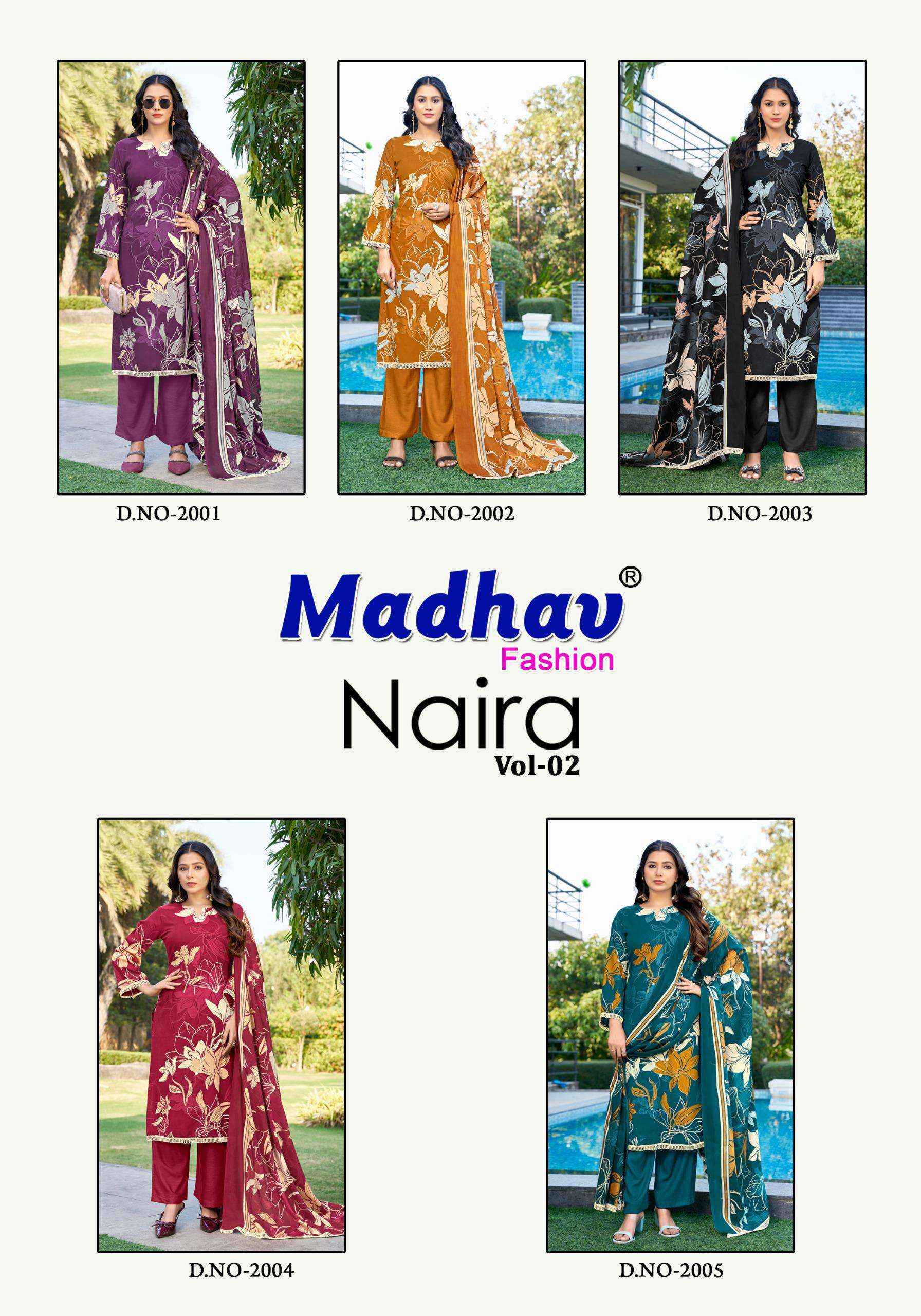 Madhav Fashion Naira Vol 2 Rayon Dress Material Collection ( 5 Pcs Catalog )