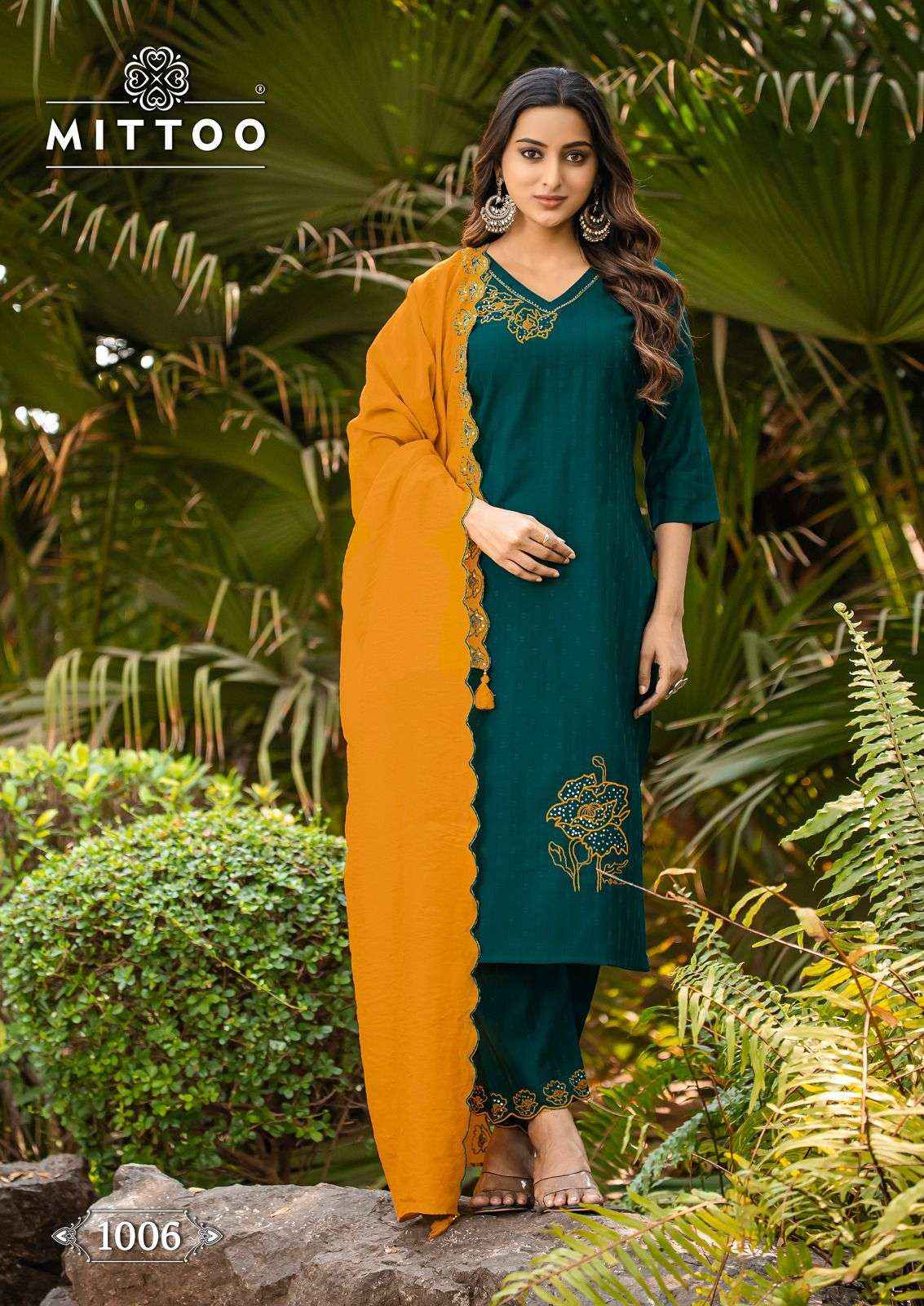 Mittoo Elite Designer Straight Kurti Pant Dupatta Set Collection ( 6 Pcs Catalog )
