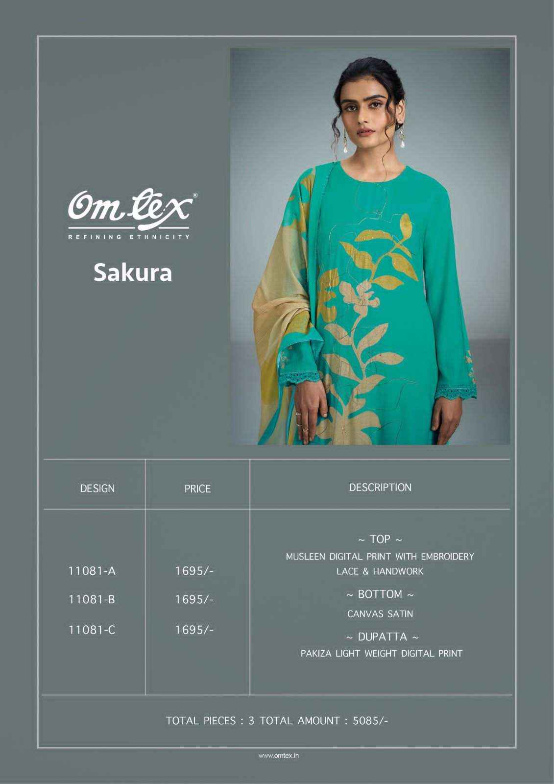 Omtex Sakura Fancy Muslin Dress Material Wholesale Collection ( 4 Pcs Catalog )