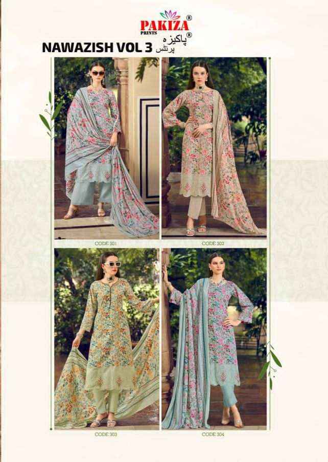Pakiza Prints Nawazish Vol 3 Fancy Lawn Cotton Dress Material Collection ( 4 Pcs Catalog )