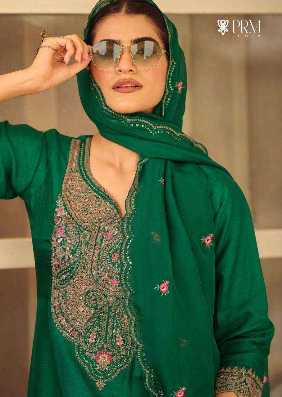 Prm India Moh Pure Russian Silk Readymade Designer Suit Collection ( 6 Pcs Catalog )