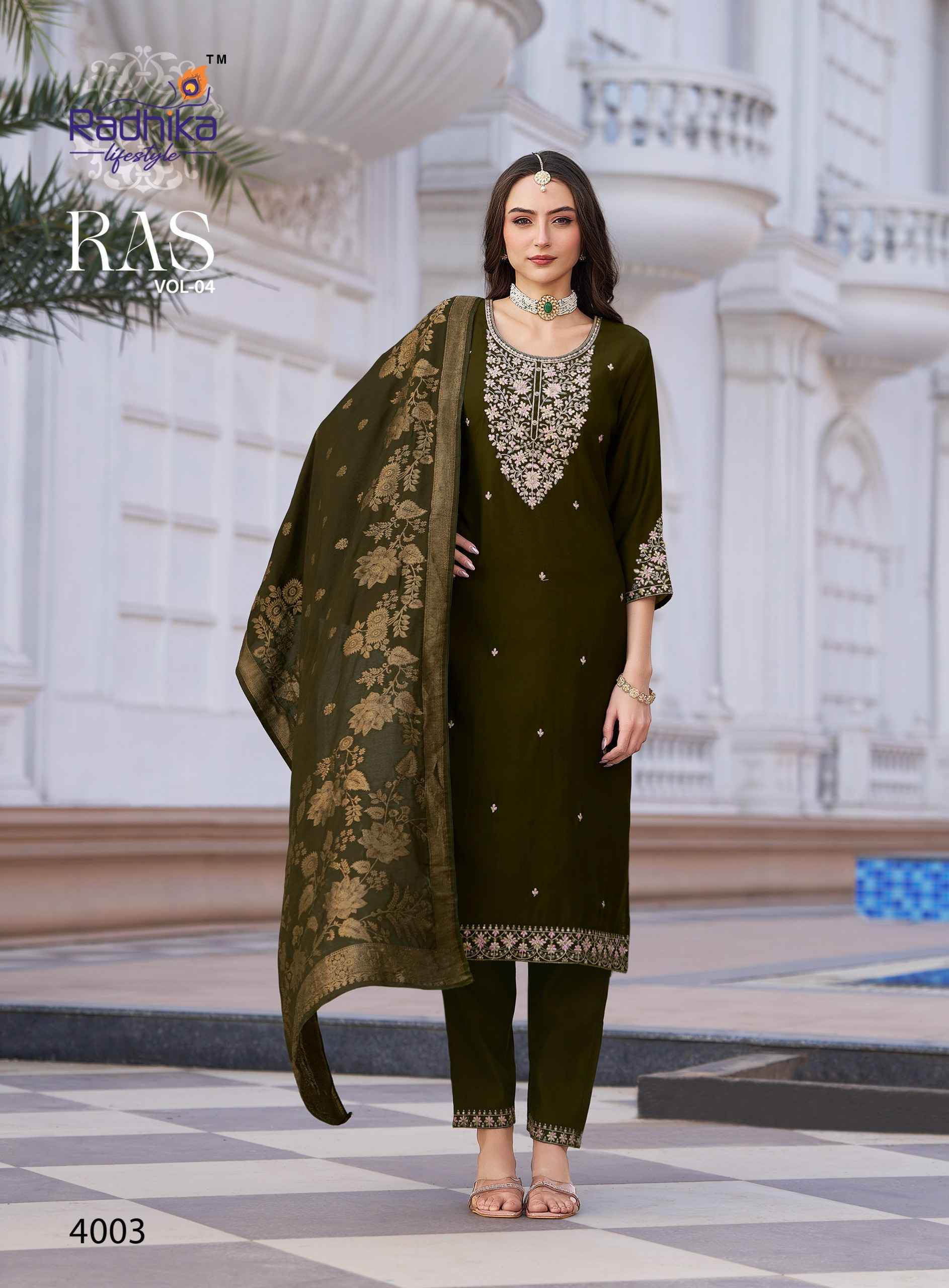 Radhika Lifestyle RAS Vol 4 Vertican Silk Kurti Combo Set Wholesale Rate ( 6 Pcs Catalog )