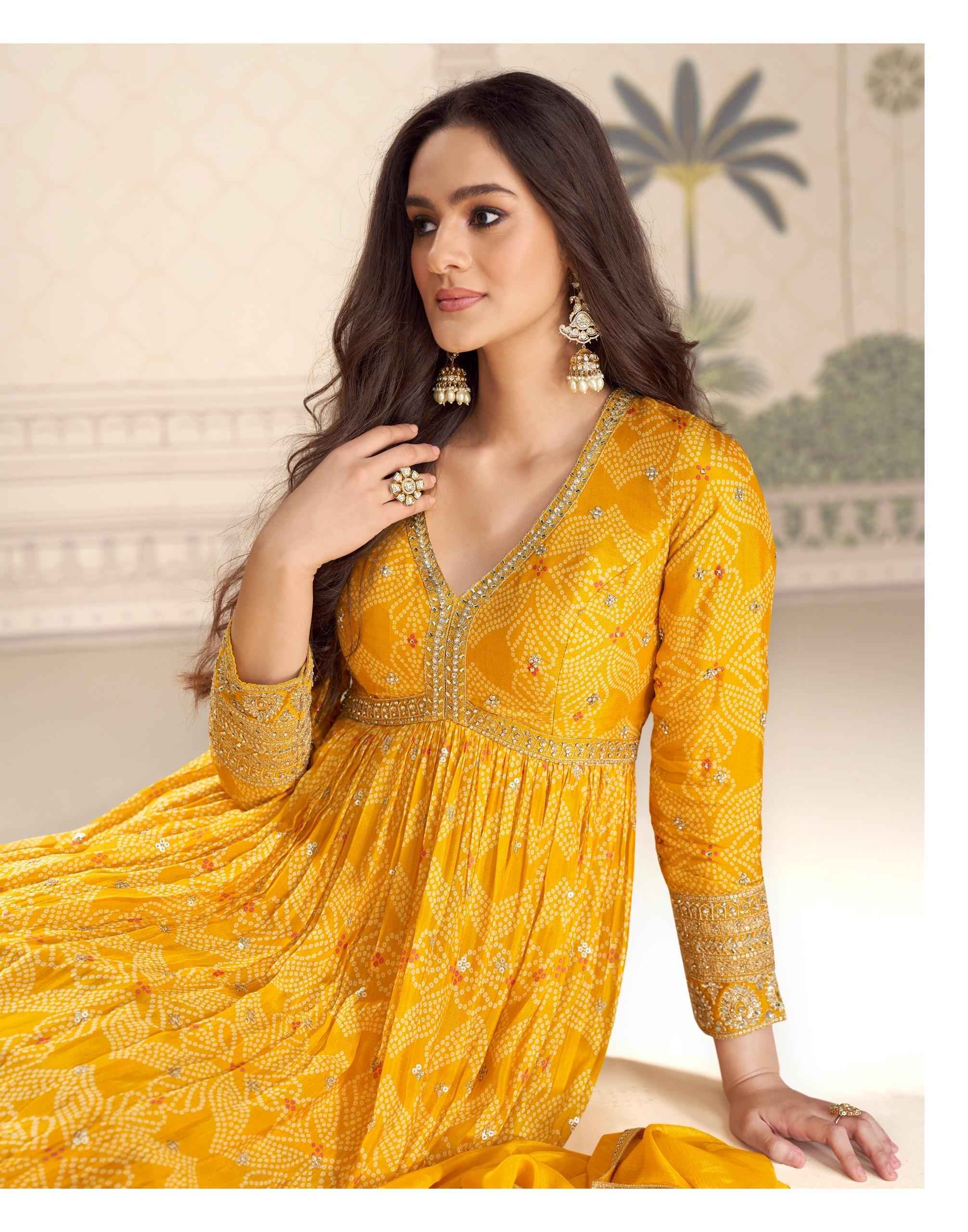 Sayuri Designer Bandhan Readymade Gown With Dupatta Chinon Silk Dress Collection ( 3 Pcs Catalog )