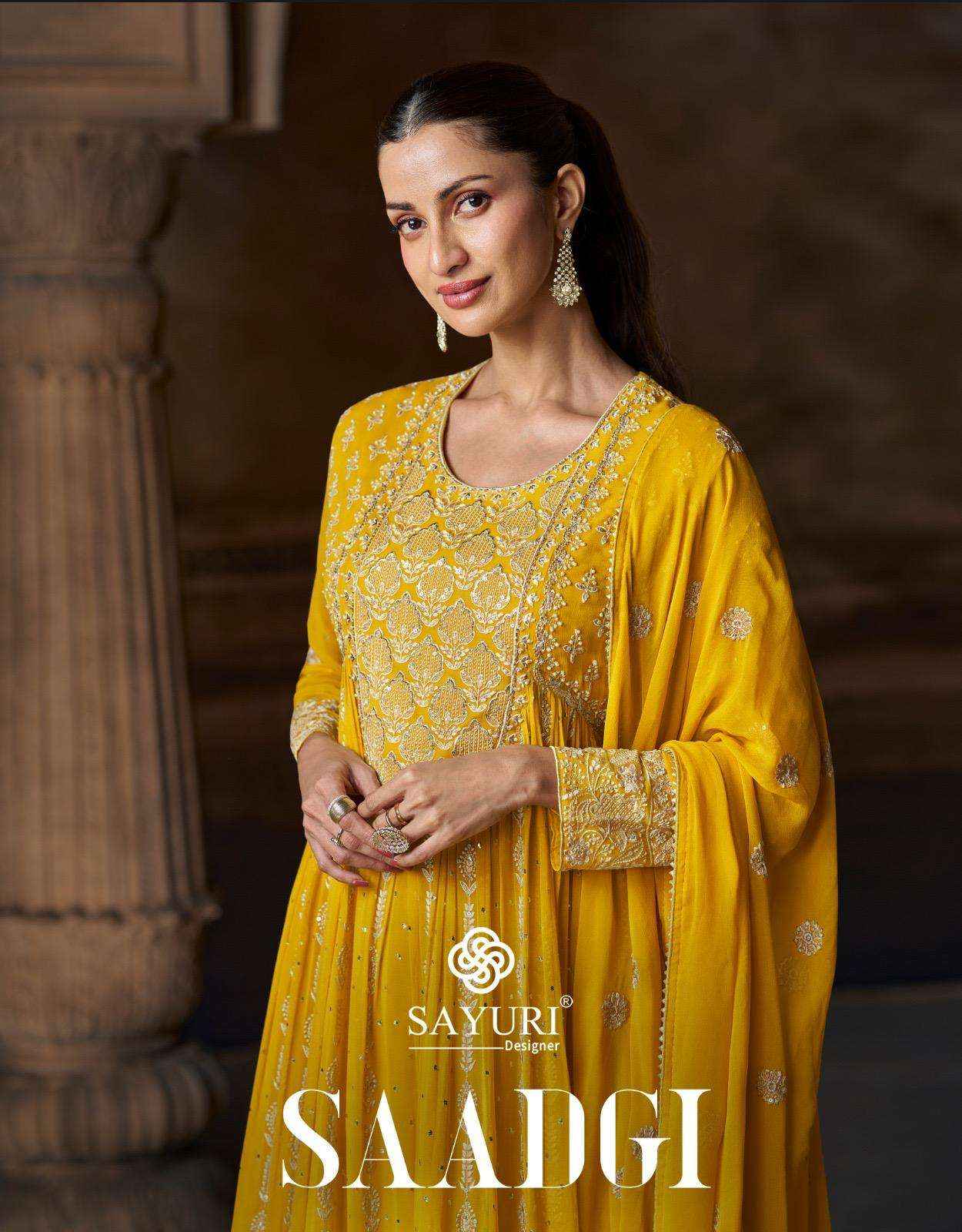 Sayuri Saadgi 5774 To 5776 Partywear Designer Gown Dupatta Set Suppliers