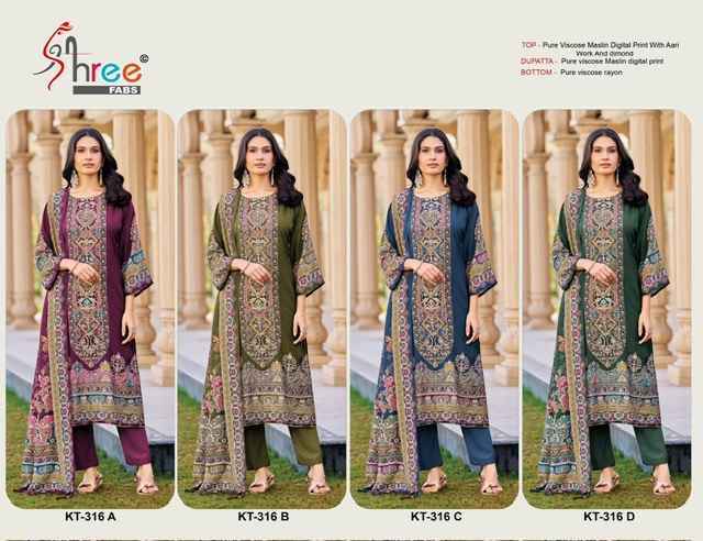 Shree Fabs KT 316 Viscous Maslin Dress Material Collection ( 4 Pcs Catalog )