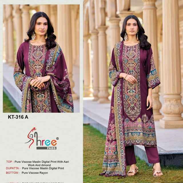 Shree Fabs KT 316 Viscous Maslin Dress Material Collection ( 4 Pcs Catalog )