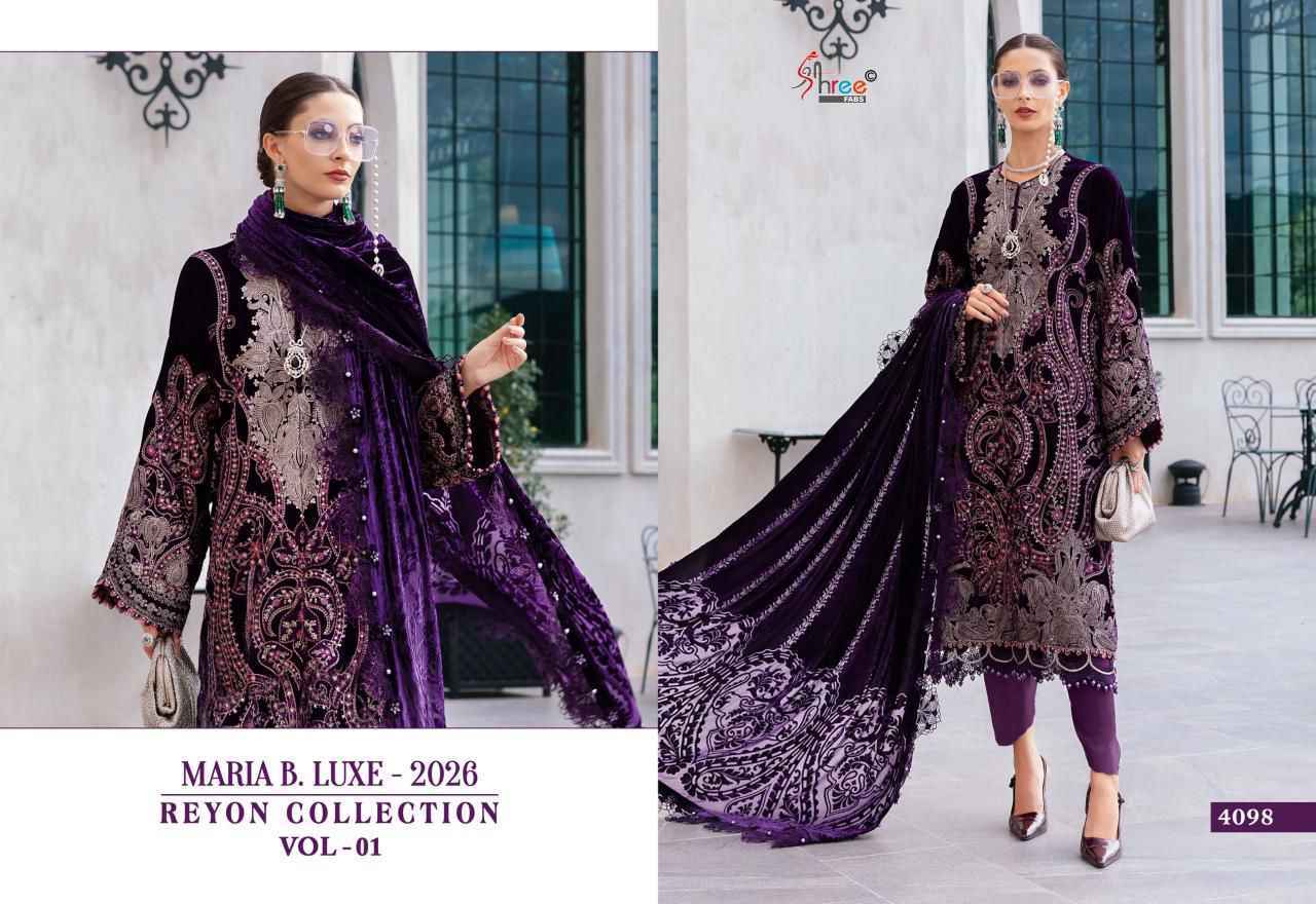 Shree Fabs Maria B Luxe 2026 Rayon Collection Vol 1 Rayon Dress Material Collection ( 6 Pcs Catalog )