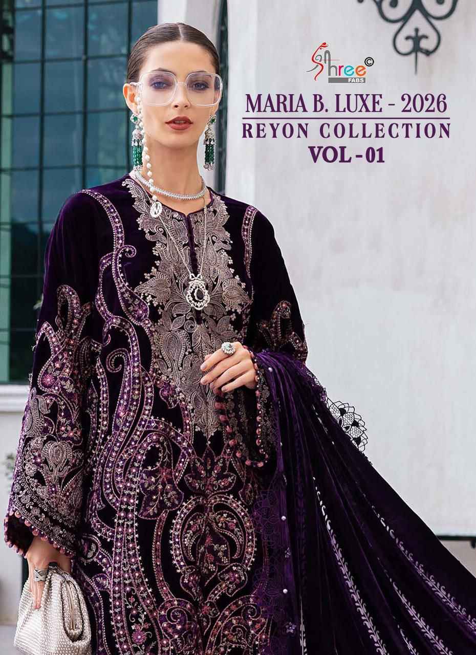 Shree Fabs Maria B Luxe 2026 Rayon Collection Vol 1 Rayon Dress Material Collection ( 6 Pcs Catalog )