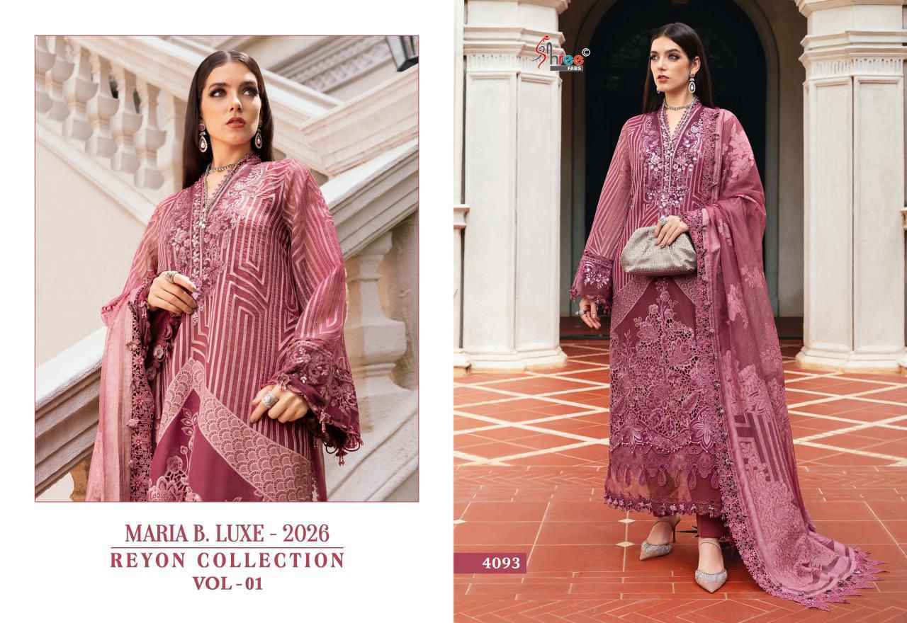 Shree Fabs Maria B Luxe 2026 Rayon Collection Vol 1 Rayon Dress Material Collection ( 6 Pcs Catalog )