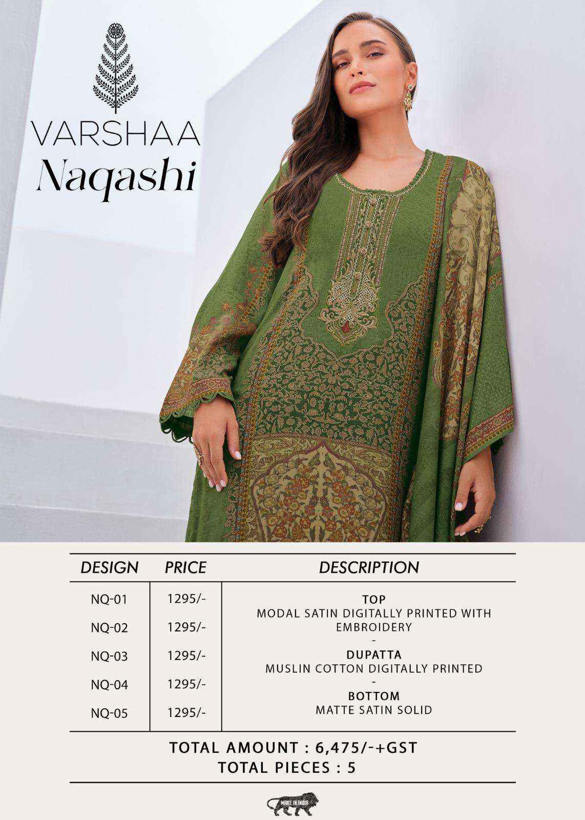 Varsha Naqashi Exclusive Modal Satin Ladies Suit Collection ( 5 Pcs Catalog )