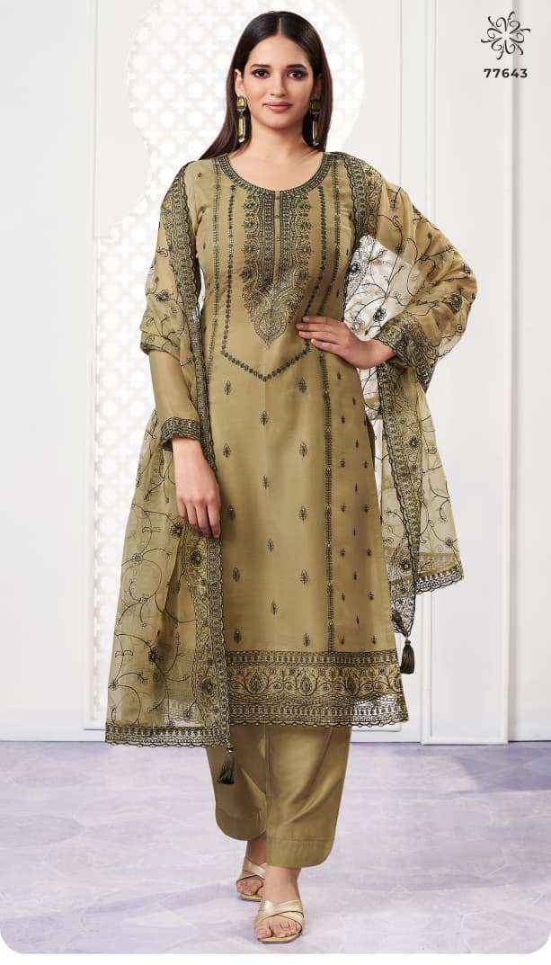 Vinay Fashion Kuleesh Saahi Fancy Organza Chiffon Dress Material Wholesale Collection ( 4 Pcs Catalog )