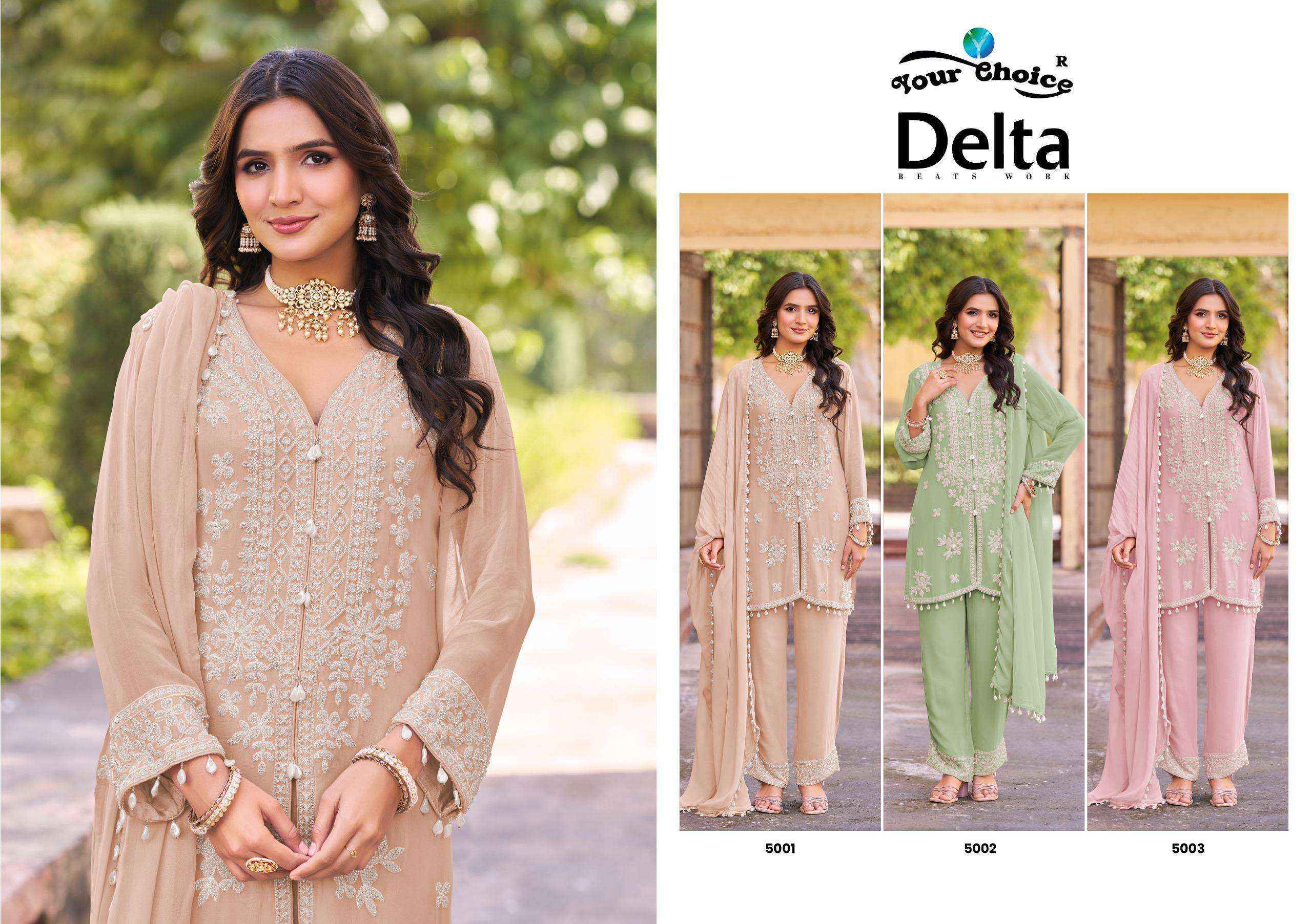 Your Choice Delta Readymade Chinon Dress Collection ( 3 Pcs Catalog )