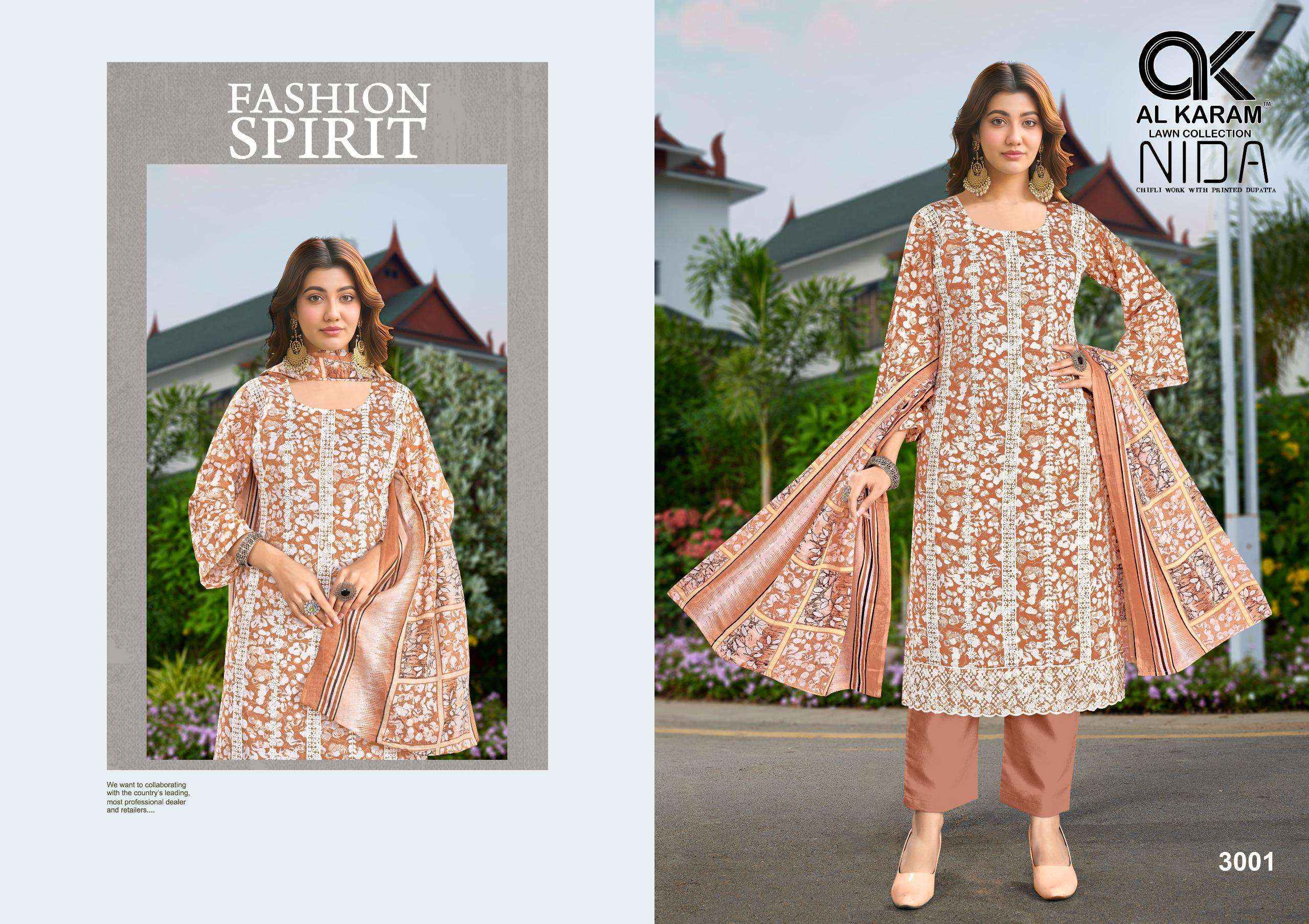 Al Karam Nida Pure Cotton Fancy Ladies Dress Material Wholesale Collection ( 4 Pcs Catalog )