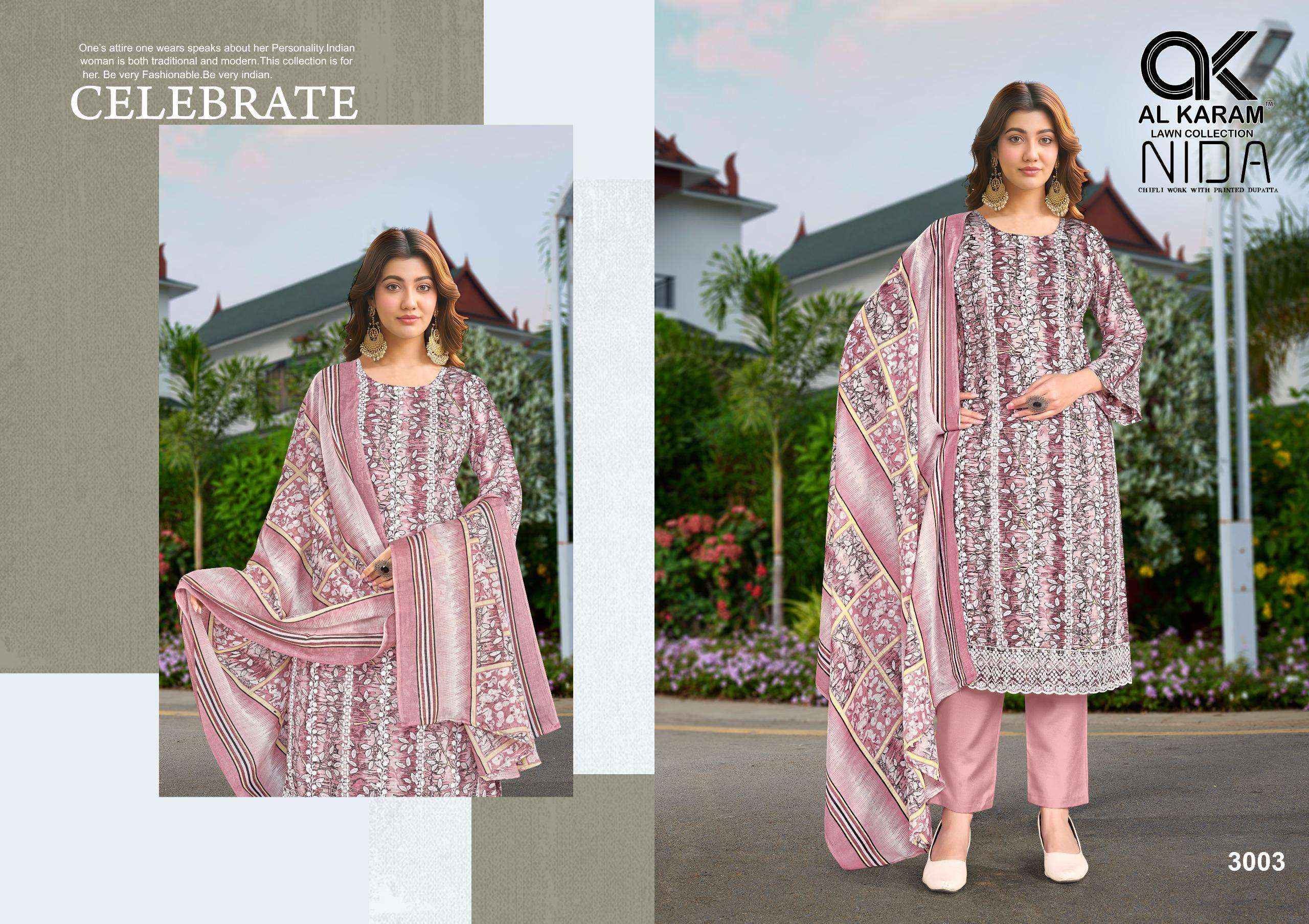 Al Karam Nida Pure Cotton Fancy Ladies Dress Material Wholesale Collection ( 4 Pcs Catalog )