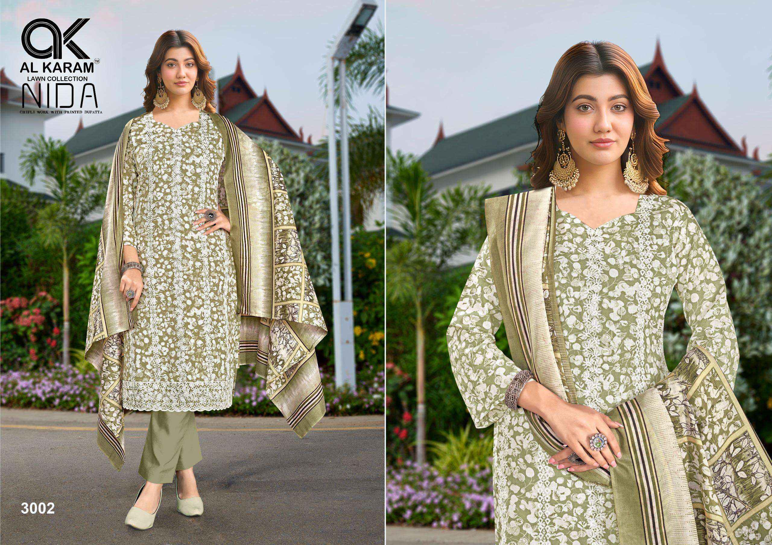 Al Karam Nida Pure Cotton Fancy Ladies Dress Material Wholesale Collection ( 4 Pcs Catalog )