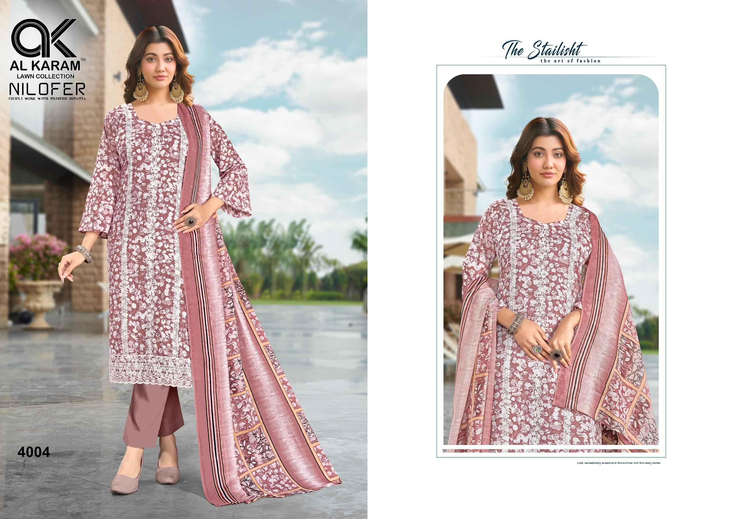 Al Karam Nilofer Cotton Dress Material Wholesale Collection ( 4 Pcs Catalog )