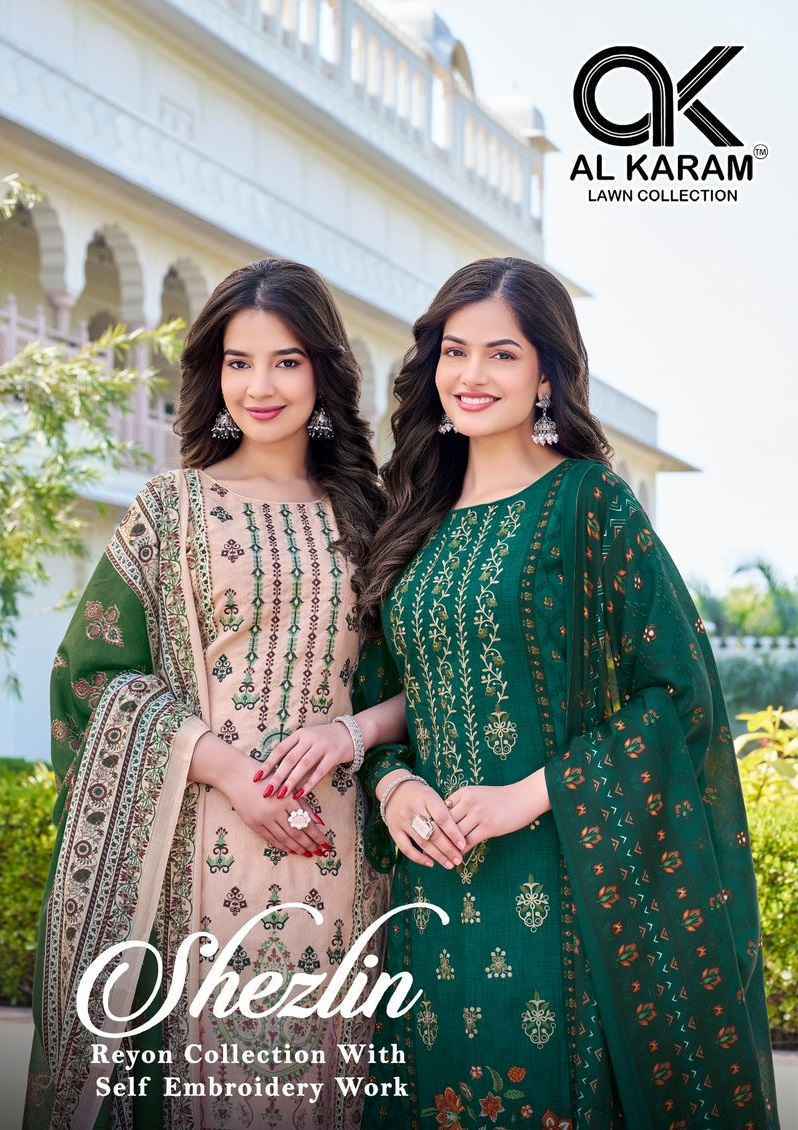 Al Karam Shezlin Reyon cotton Dress Material Wholesale Collection  ( 6 Pcs Catalog )
