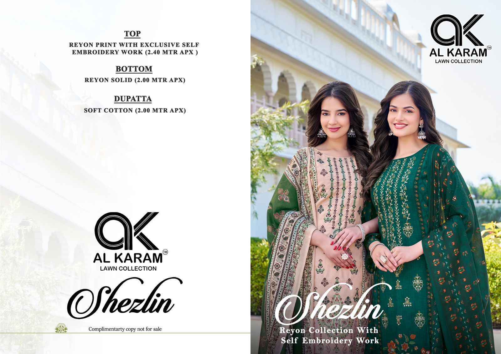 Al Karam Shezlin Reyon cotton Dress Material Wholesale Collection  ( 6 Pcs Catalog )
