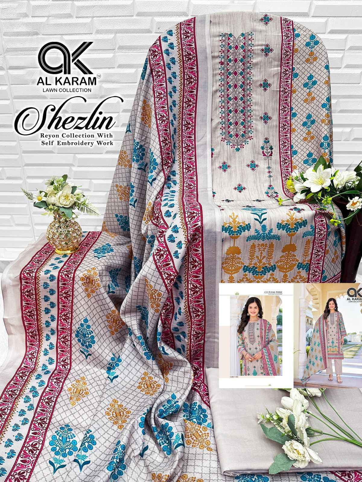 Al Karam Shezlin Reyon cotton Dress Material Wholesale Collection  ( 6 Pcs Catalog )