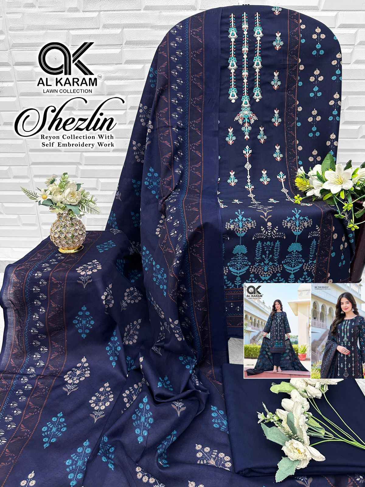 Al Karam Shezlin Reyon cotton Dress Material Wholesale Collection  ( 6 Pcs Catalog )