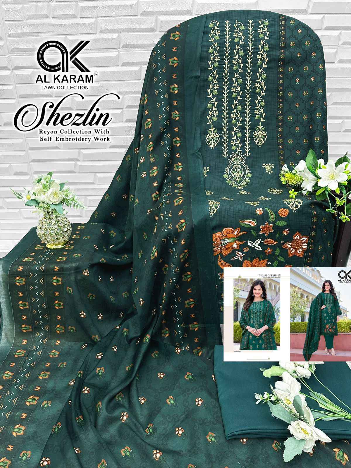 Al Karam Shezlin Reyon cotton Dress Material Wholesale Collection  ( 6 Pcs Catalog )