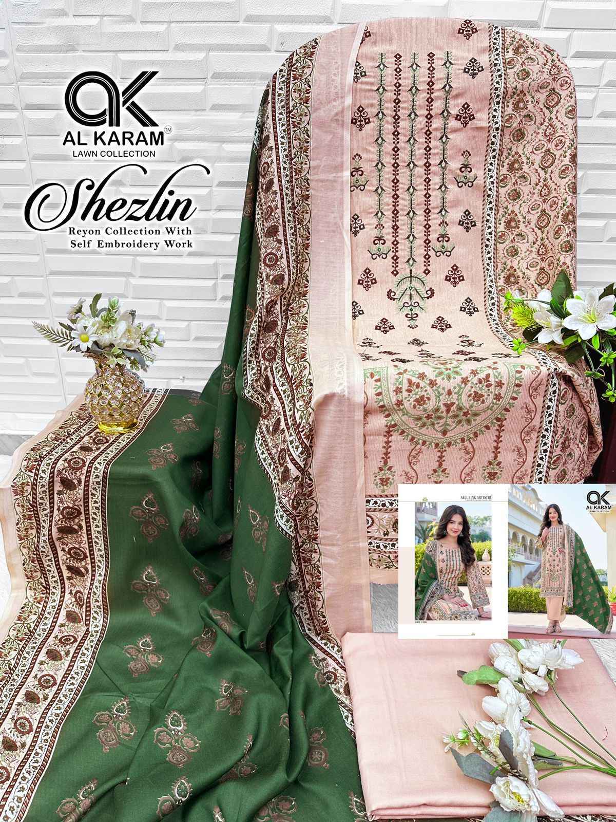 Al Karam Shezlin Reyon cotton Dress Material Wholesale Collection  ( 6 Pcs Catalog )