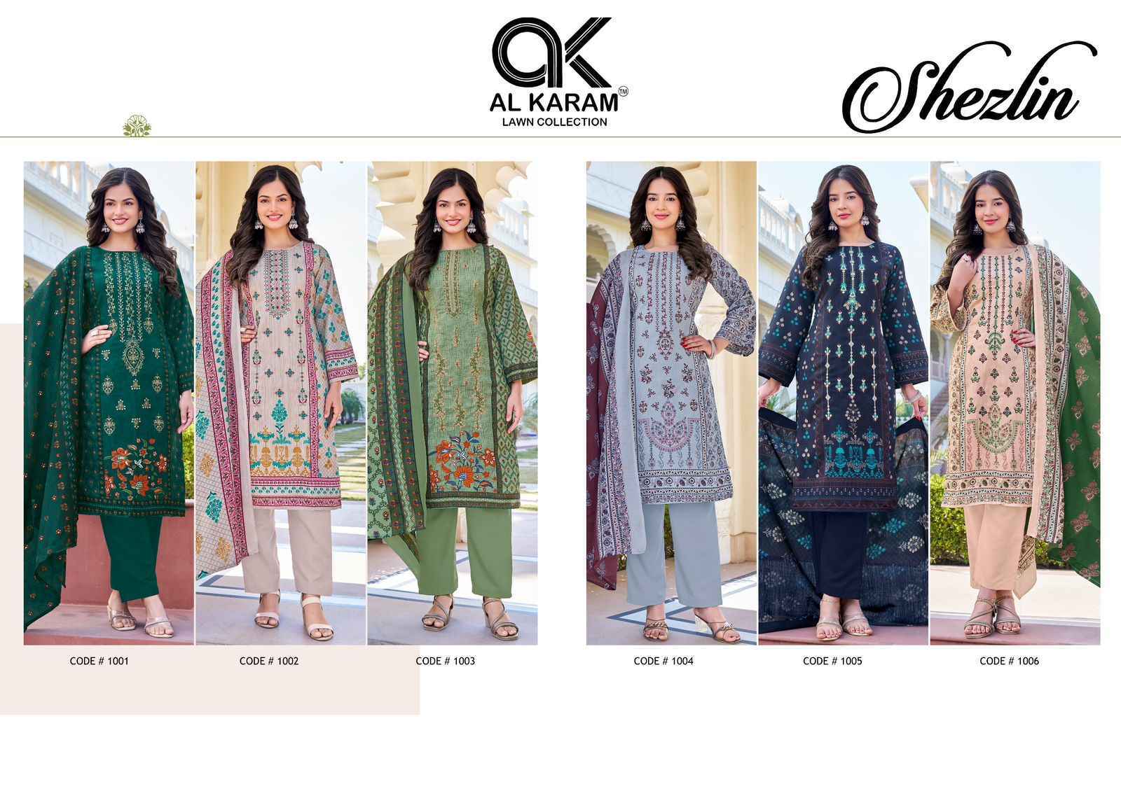 Al Karam Shezlin Reyon cotton Dress Material Wholesale Collection  ( 6 Pcs Catalog )