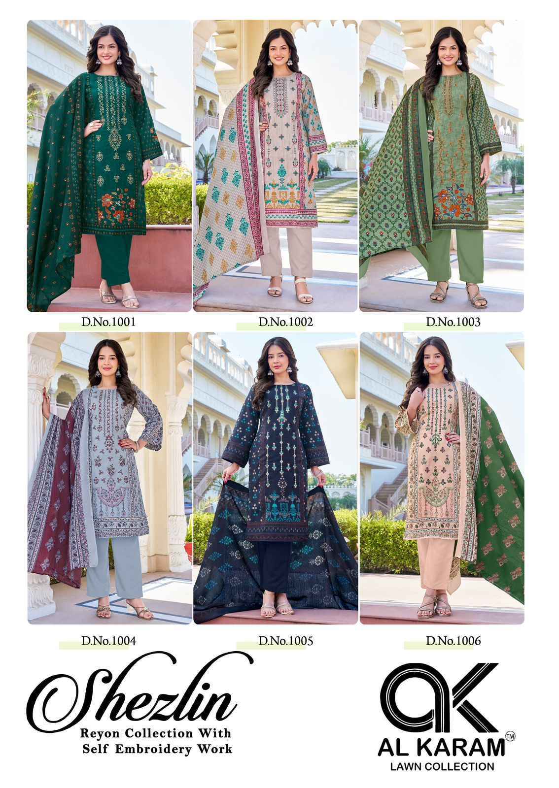 Al Karam Shezlin Reyon cotton Dress Material Wholesale Collection  ( 6 Pcs Catalog )