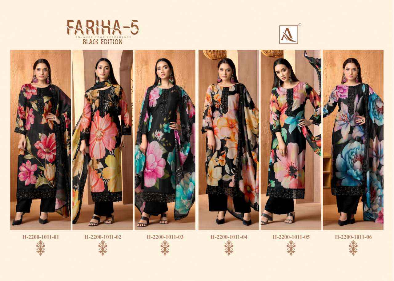 Alok Suit Fariha Black Edition 5 Digital Printed Muslin Dress Catalog Wholesalers