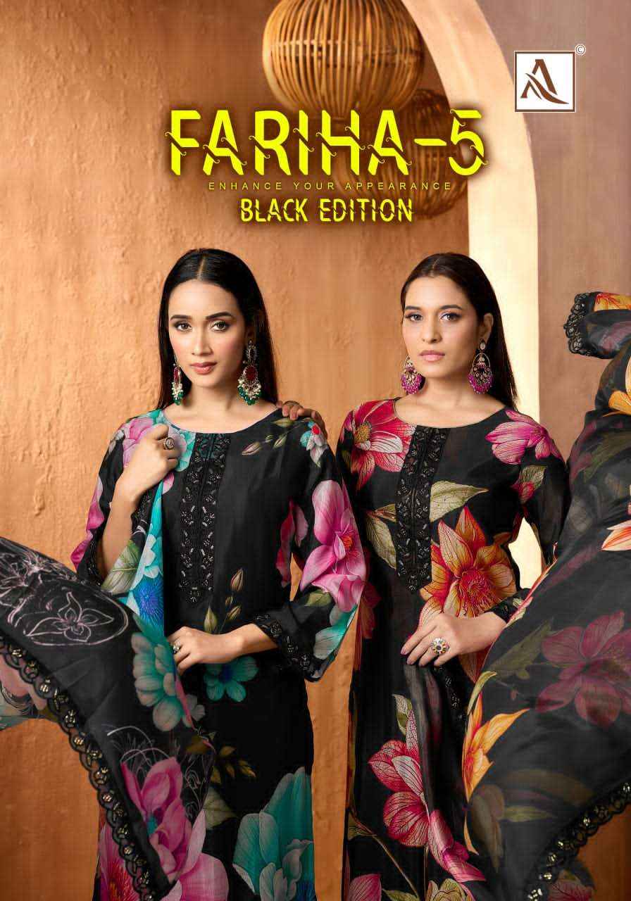 Alok Suit Fariha Black Edition 5 Digital Printed Muslin Dress Catalog Wholesalers