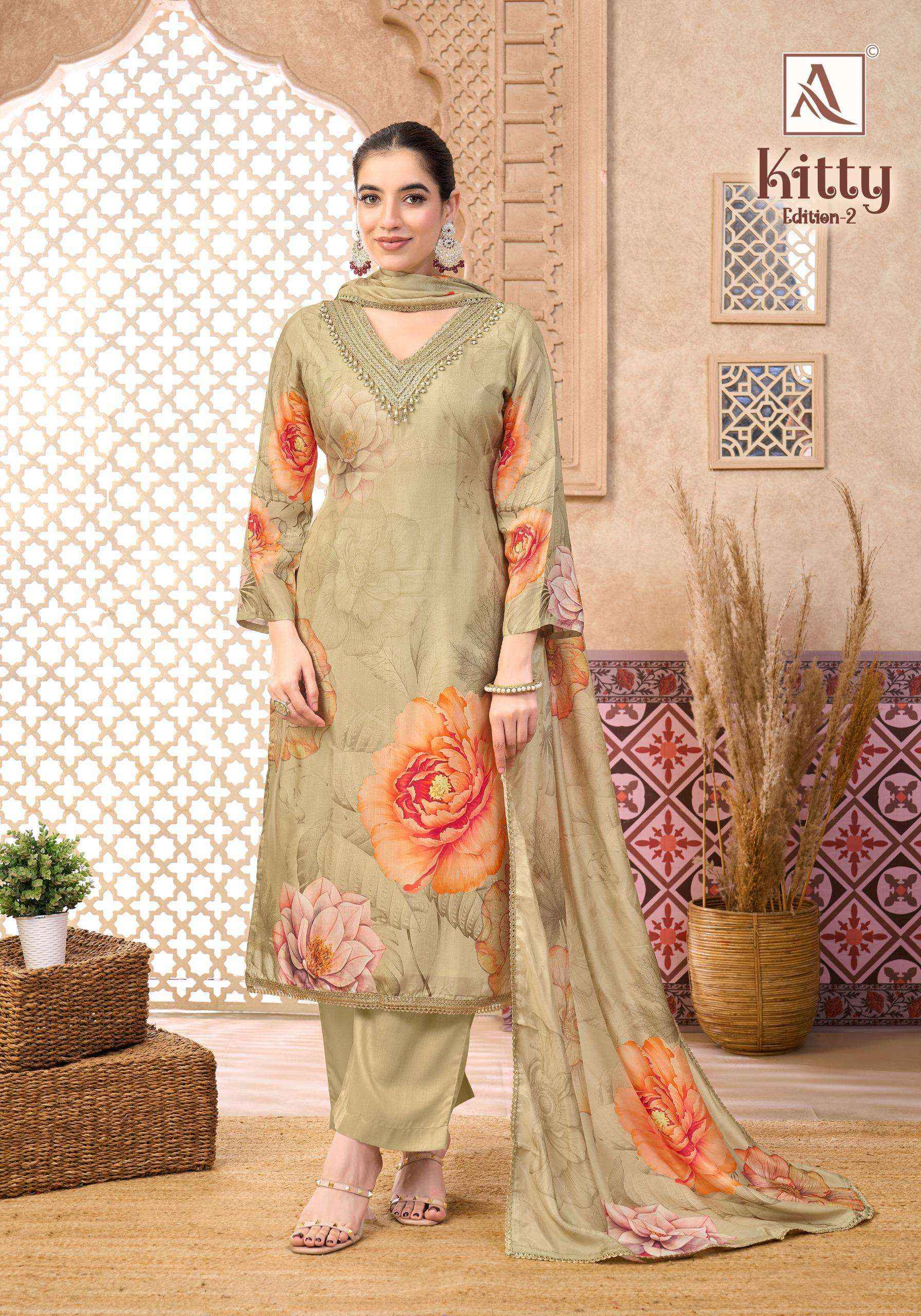 Alok Suits Kitty Vol 2 pure Viscose Maslin Dress Material Wholesale Online Price ( 6 Pcs Catalogue )