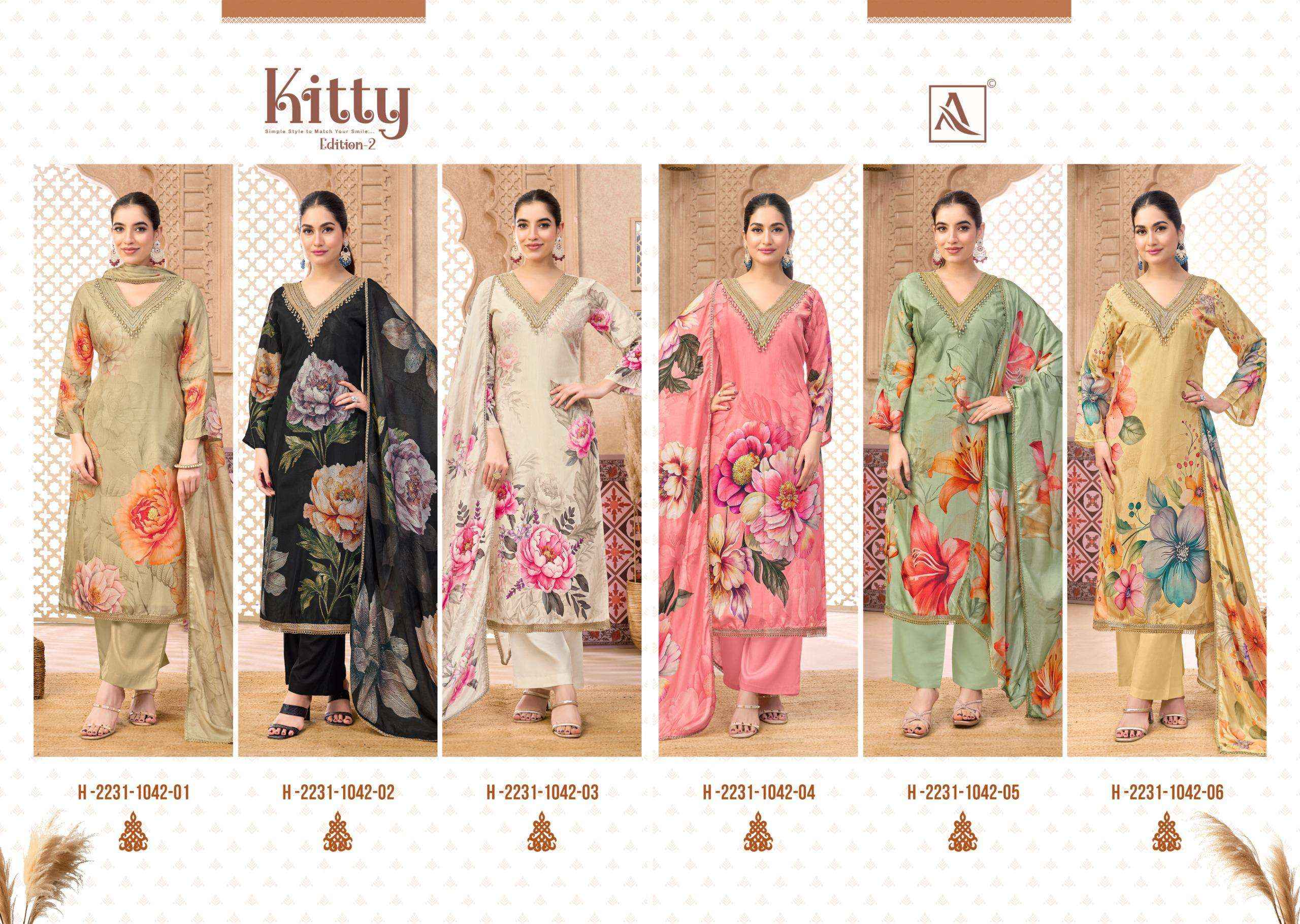 Alok Suits Kitty Vol 2 pure Viscose Maslin Dress Material Wholesale Online Price ( 6 Pcs Catalogue )