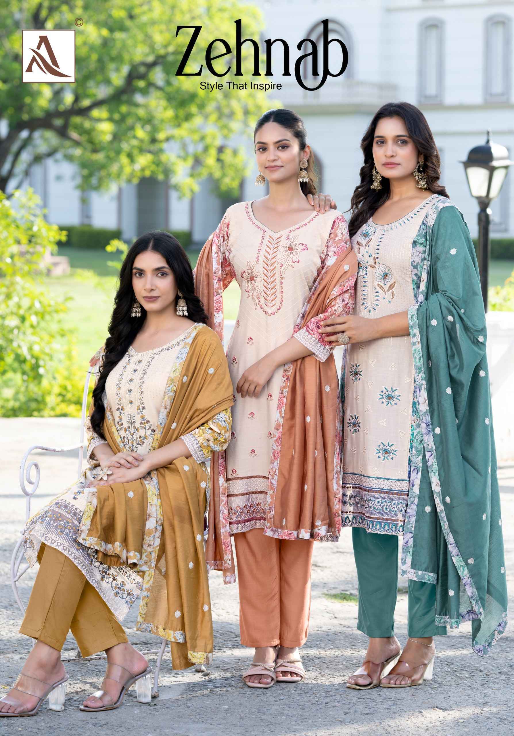 Alok Suits Zehnab Viscose Reyon Dress Material Wholesale Price ( 4 pcs Catalogue )