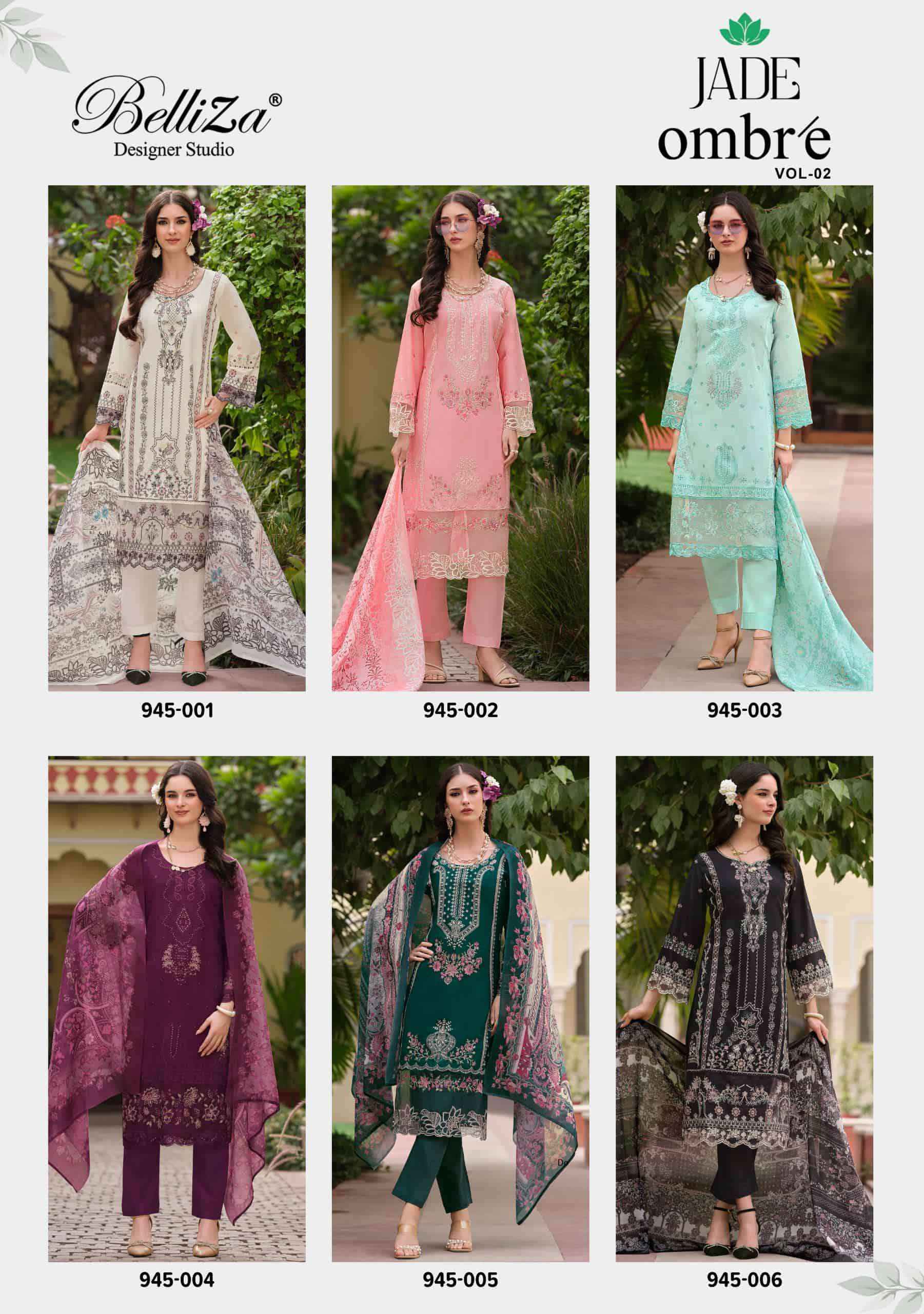 Belliza Jade Ombre Vol 2 Pure Cotton Dress Material Surat Wholesaler ( 6 Pcs Catalogue )
