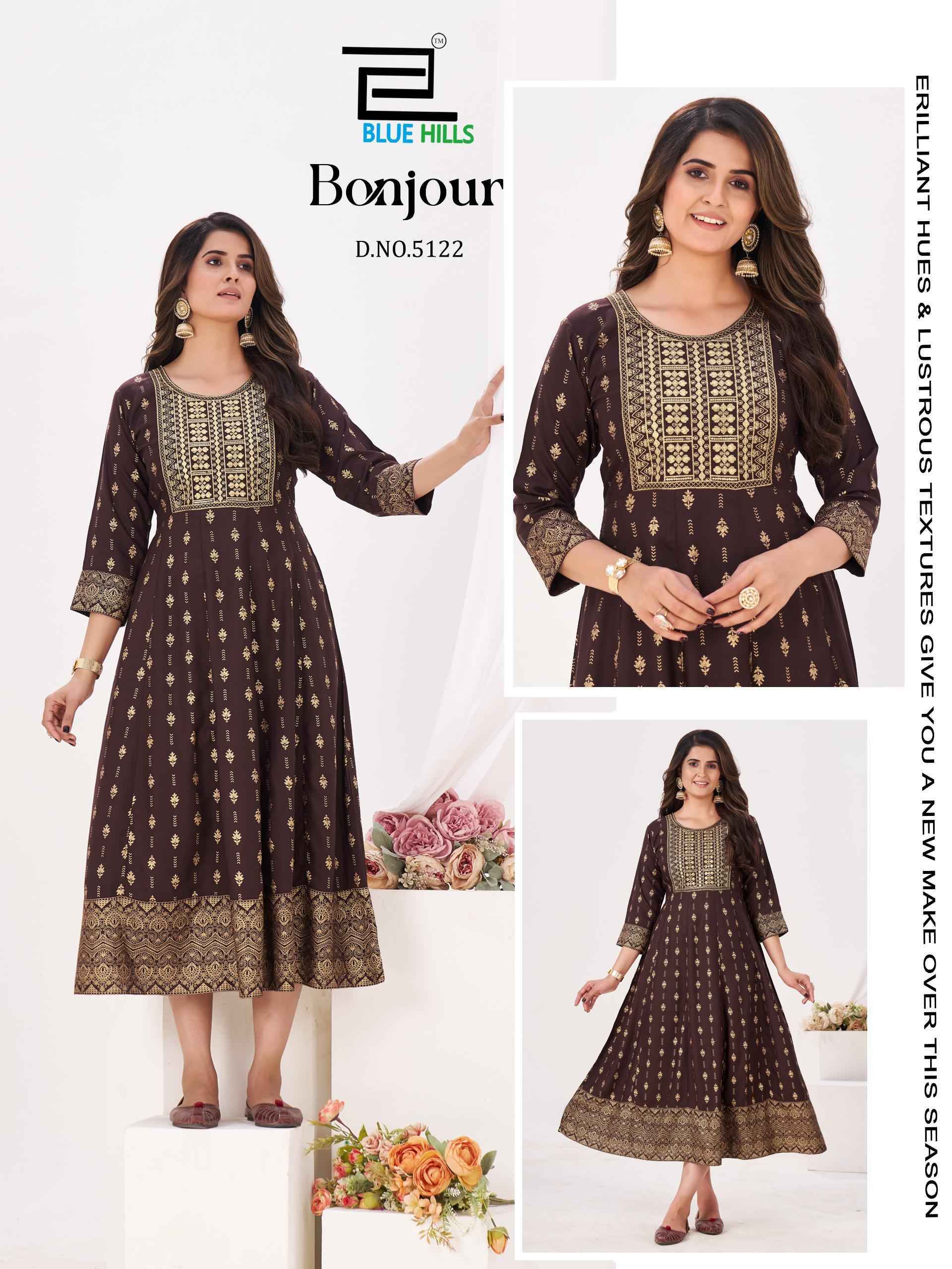 Blue Hills Bonjour Anarkali Rayon Kurti Collection ( 6 Pcs Catalog )