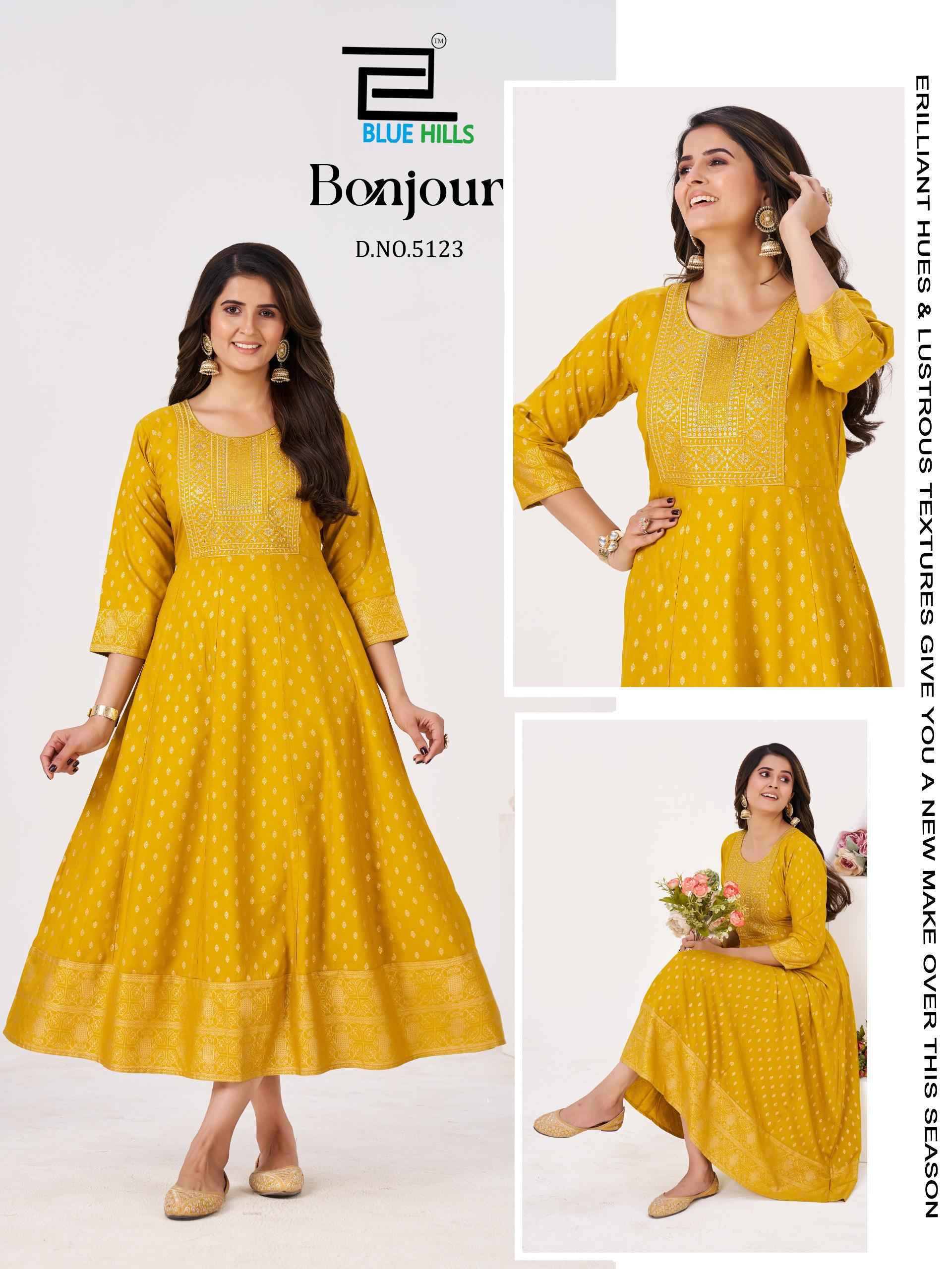 Blue Hills Bonjour Anarkali Rayon Kurti Collection ( 6 Pcs Catalog )