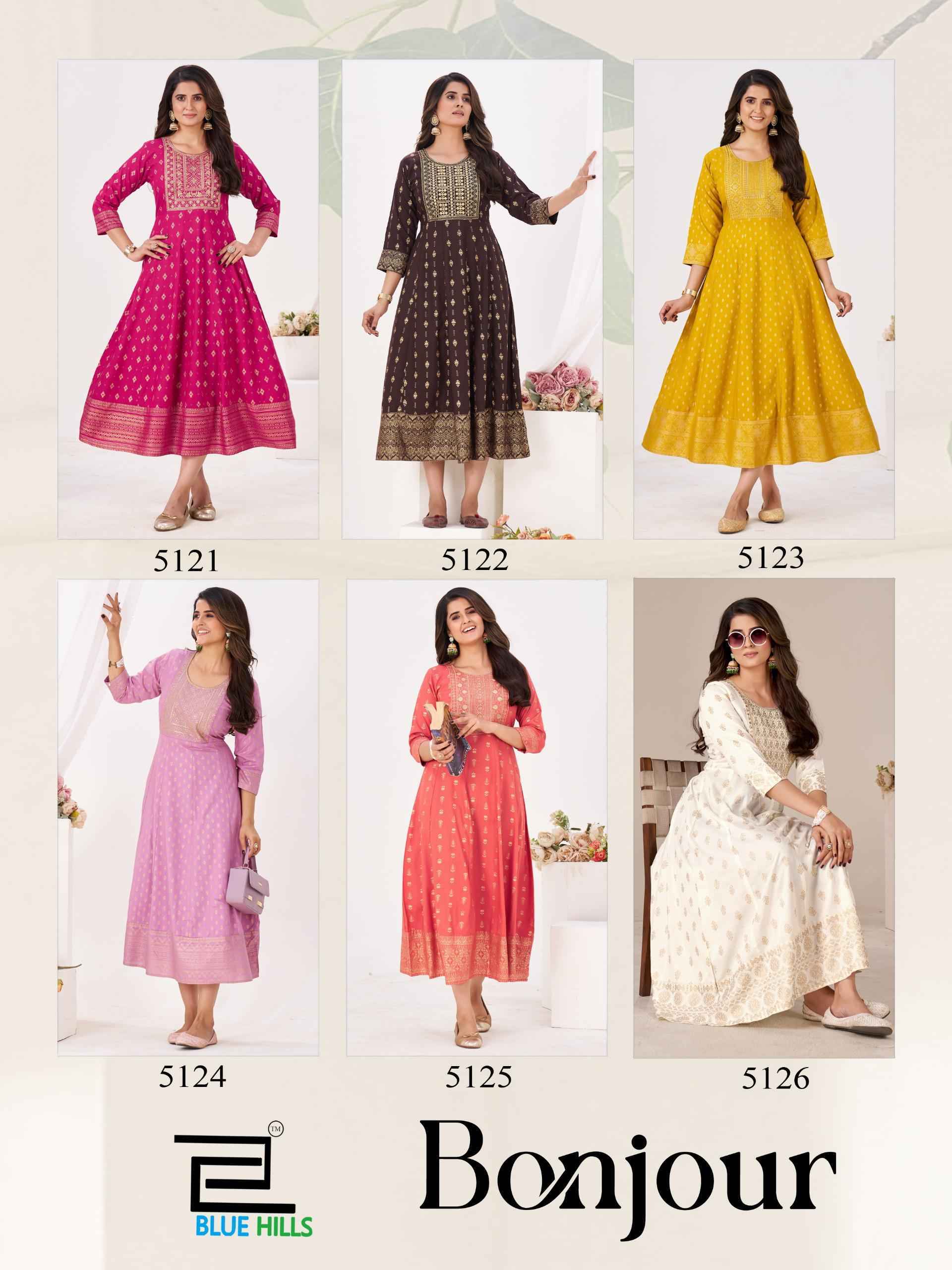 Blue Hills Bonjour Anarkali Rayon Kurti Collection ( 6 Pcs Catalog )