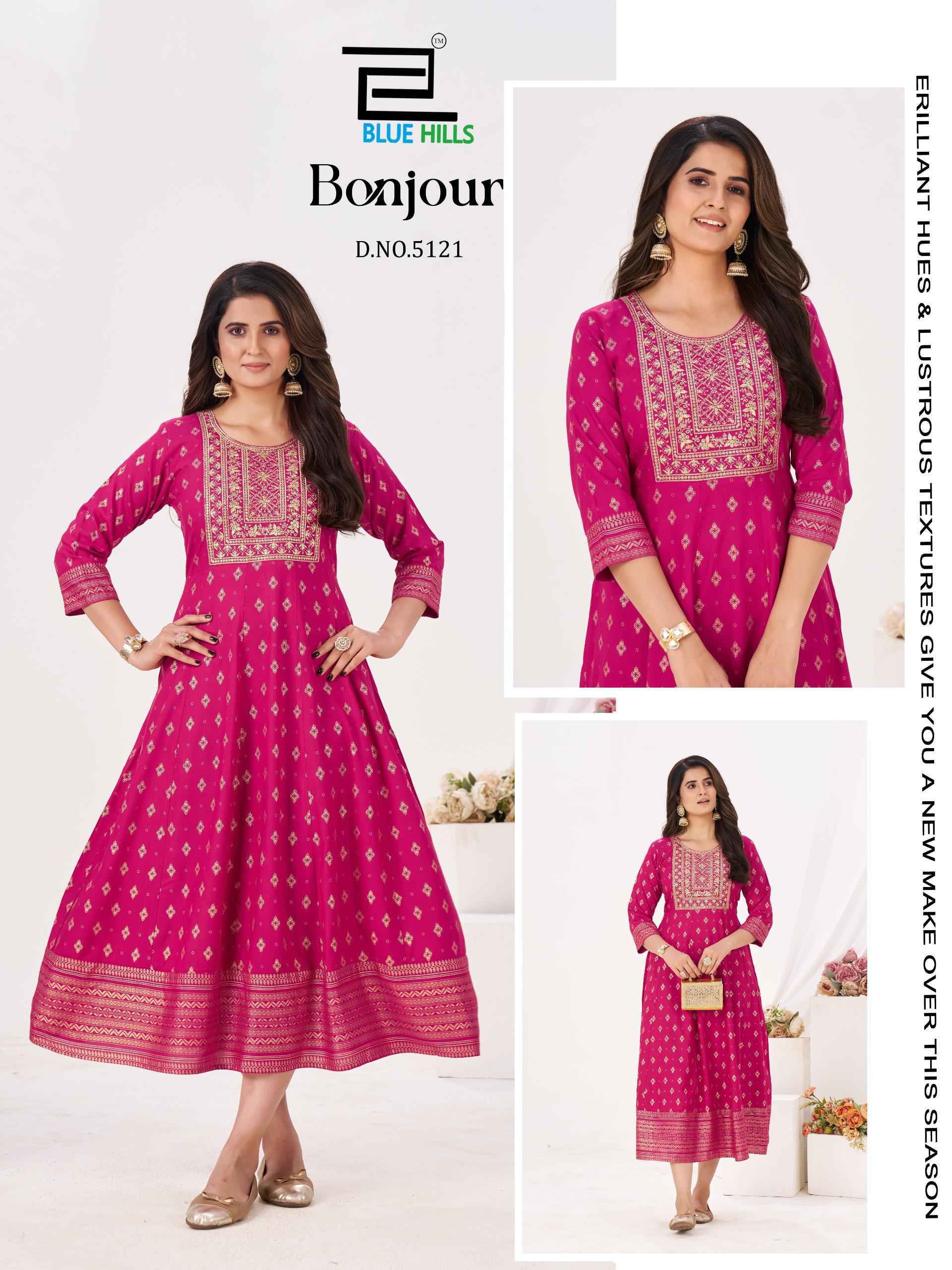 Blue Hills Bonjour Anarkali Rayon Kurti Collection ( 6 Pcs Catalog )