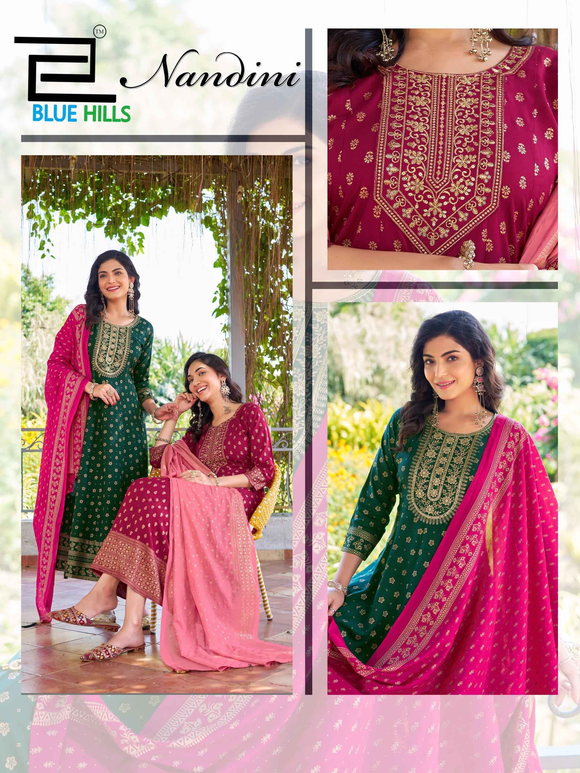 Blue Hills Nandini Rayon Anarkali Gown With Dupatta Wholesale Price ( 4 pcs Catalogue )