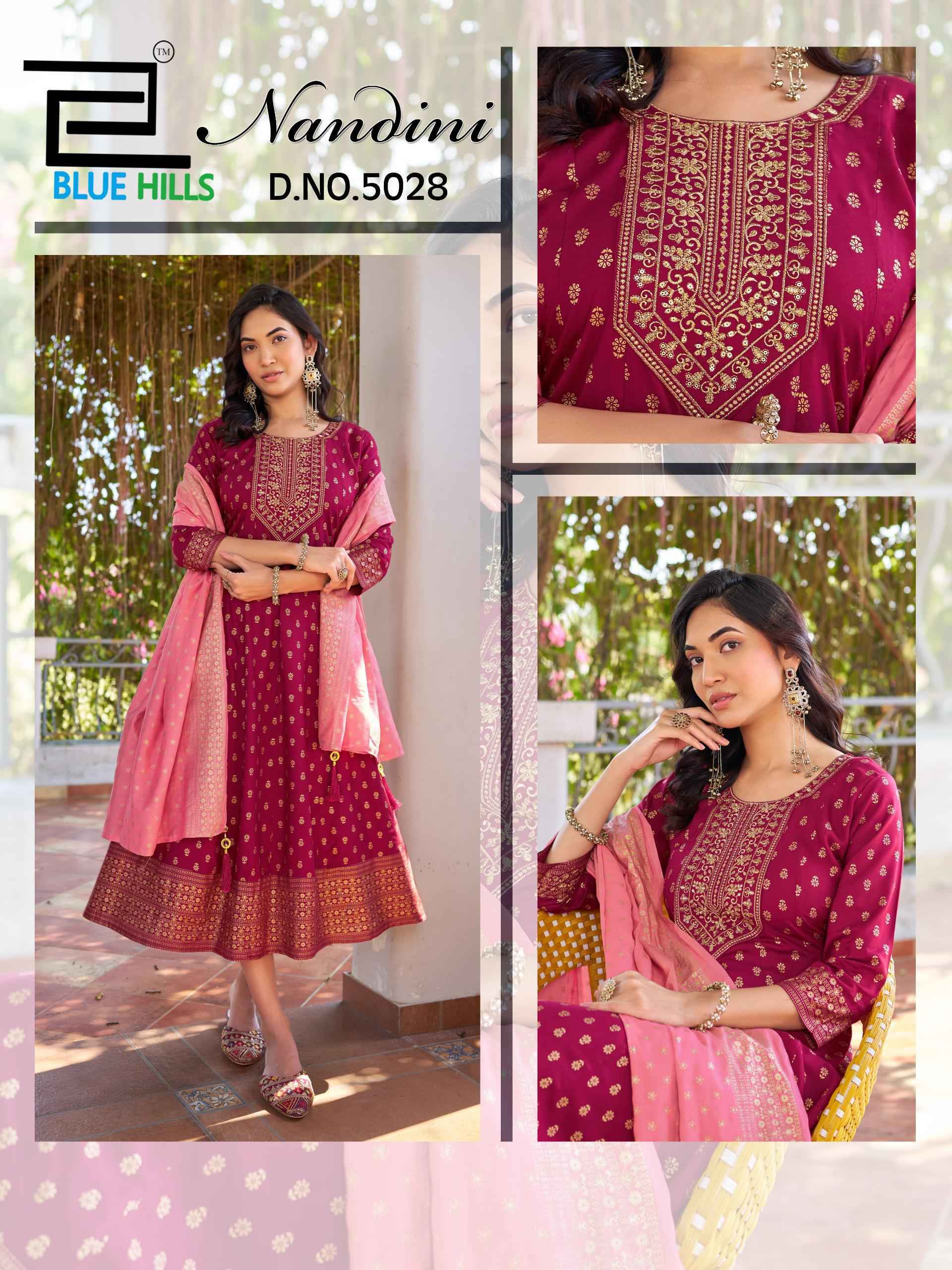 Blue Hills Nandini Rayon Anarkali Gown With Dupatta Wholesale Price ( 4 pcs Catalogue )