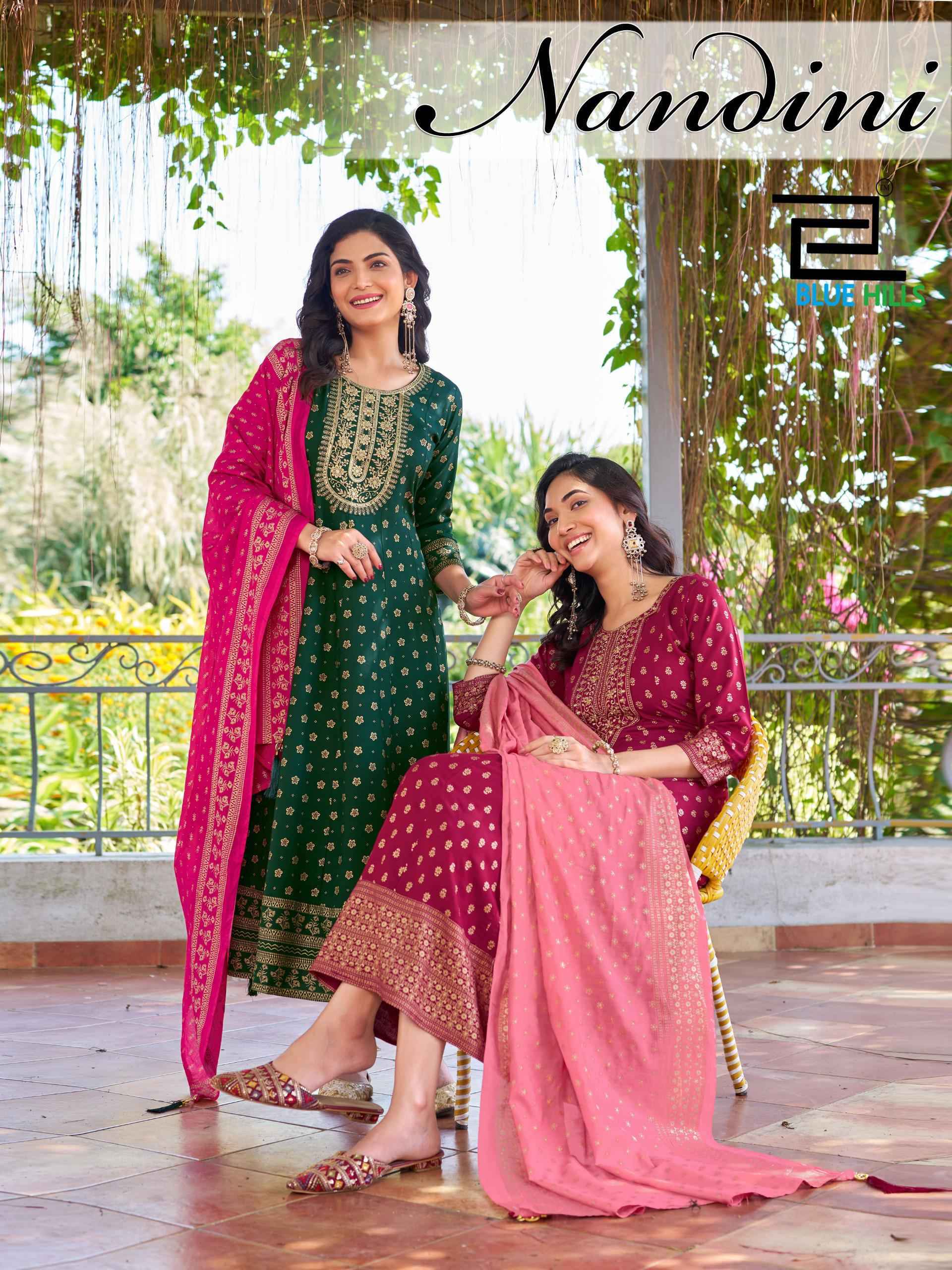 Blue Hills Nandini Rayon Anarkali Gown With Dupatta Wholesale Price ( 4 pcs Catalogue )