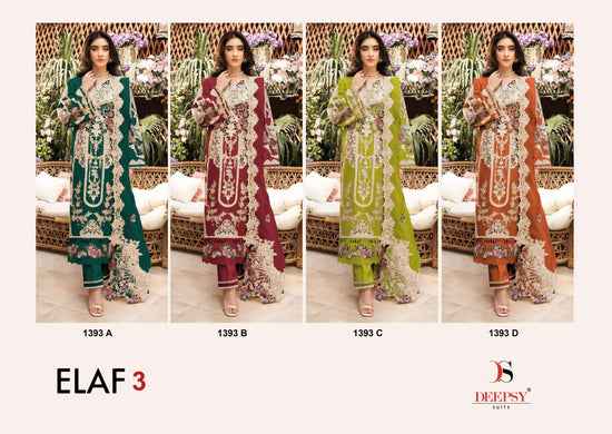 Deepsy Suits Elaf 1393 Pure Cotton Pakistani Dress Material Wholesale Price ( 4 Pcs Catalogue )