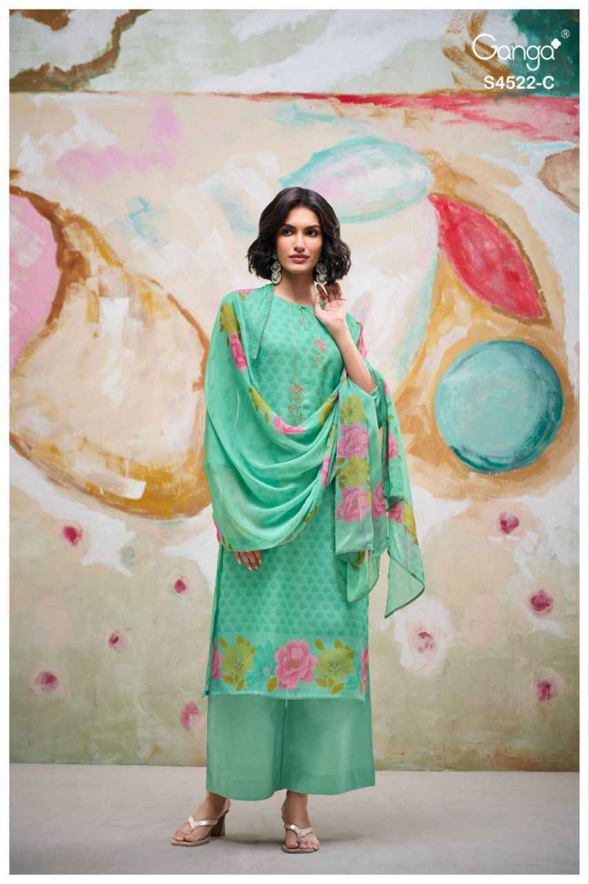 Ganga Eirya 4522 Bemberg Kota Dress Material Wholesale Collection ( 2 Pcs Catalog )