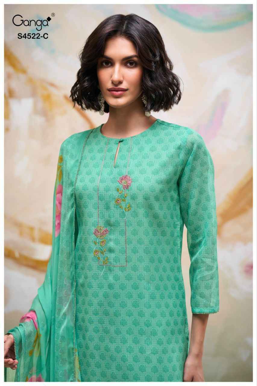 Ganga Eirya 4522 Bemberg Kota Dress Material Wholesale Collection ( 2 Pcs Catalog )