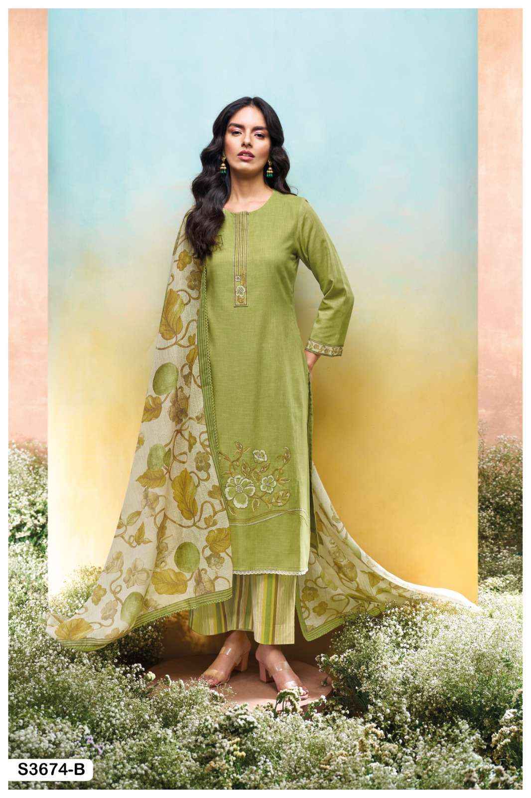 Ganga Fashion Isuri 3674 Premium Cotton Linen Suit Summer Collection ( 4 Pcs Catalog )