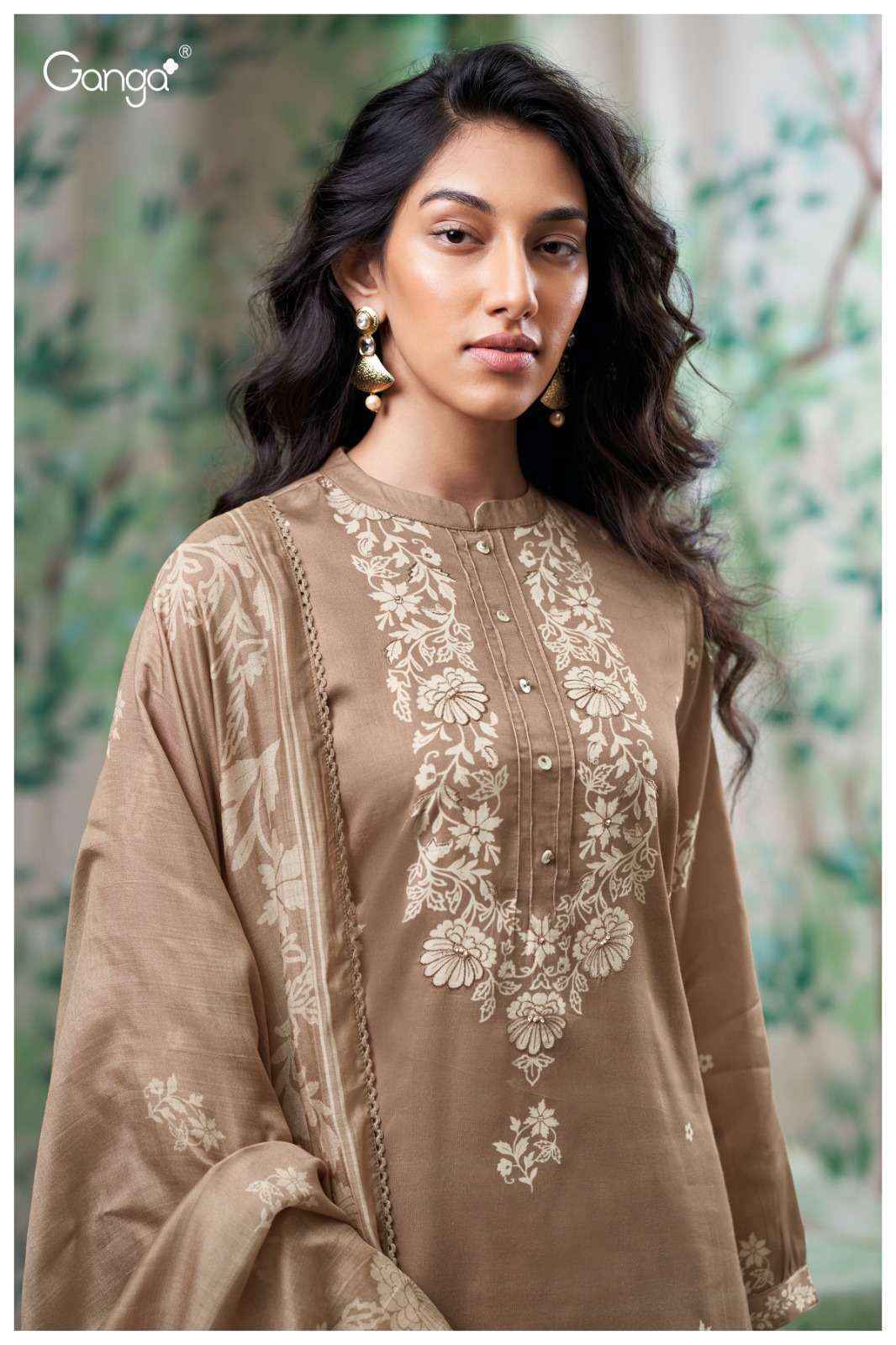 Ganga Giselle 3705 Cotton Satin Dress Material Collection ( 4 Pcs Catalog )